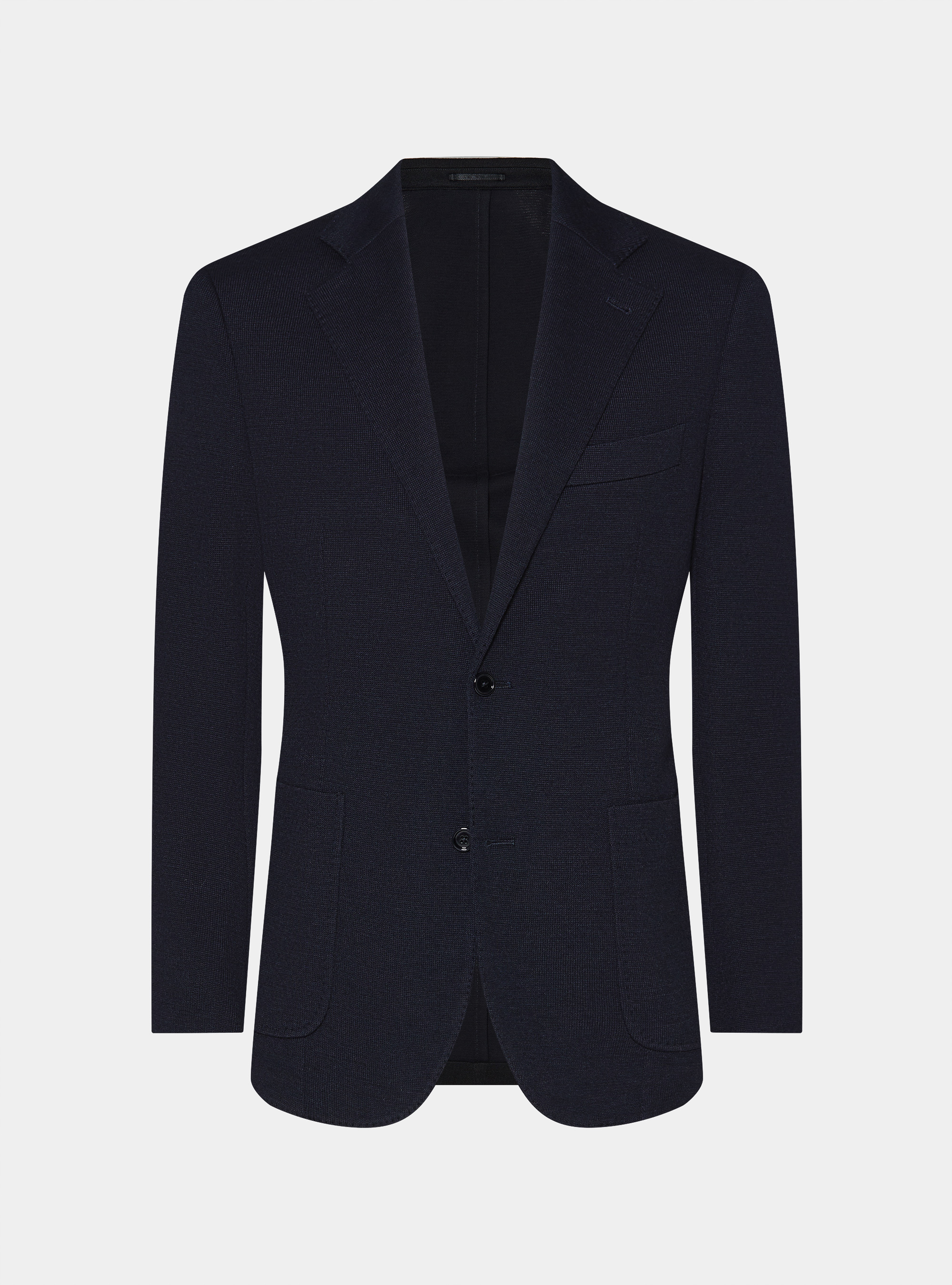 Giacca jersey in lana e cotone, BLU NAVY