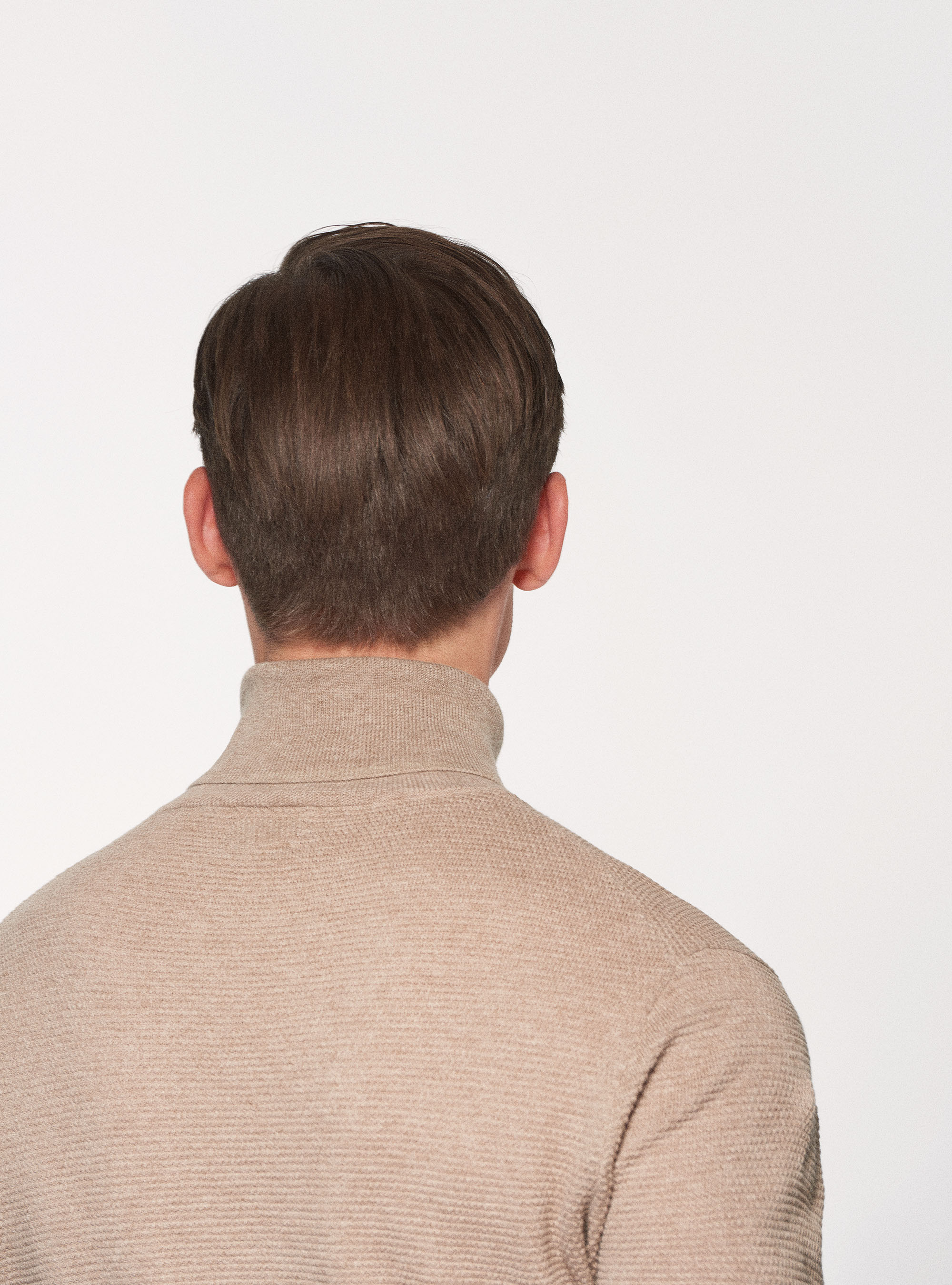 Dolcevita in cotone cashmere punto riso, PANNA