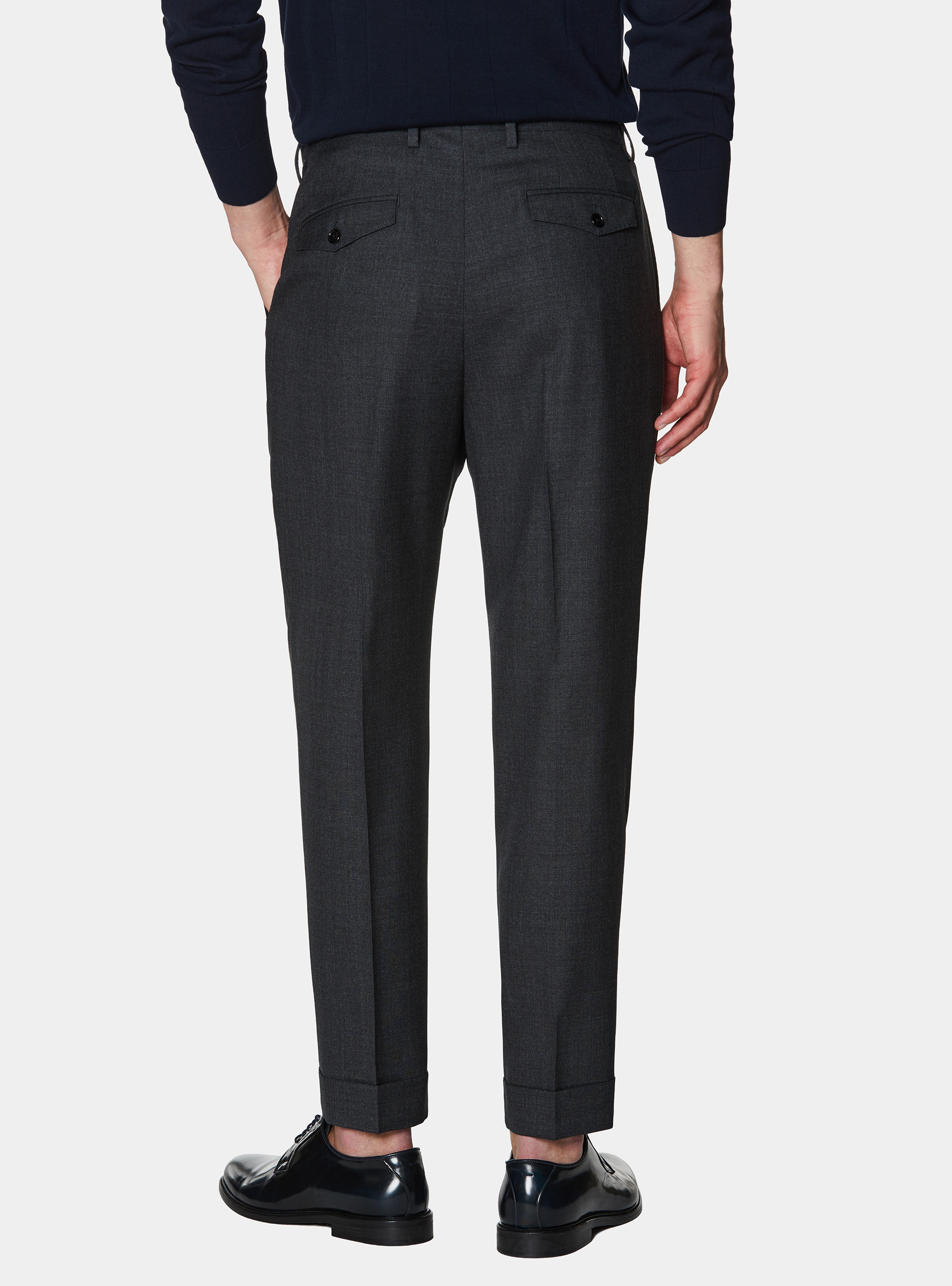 Vitale Barberis Canonico pure wool double pleat trousers, ASPHALT GREY