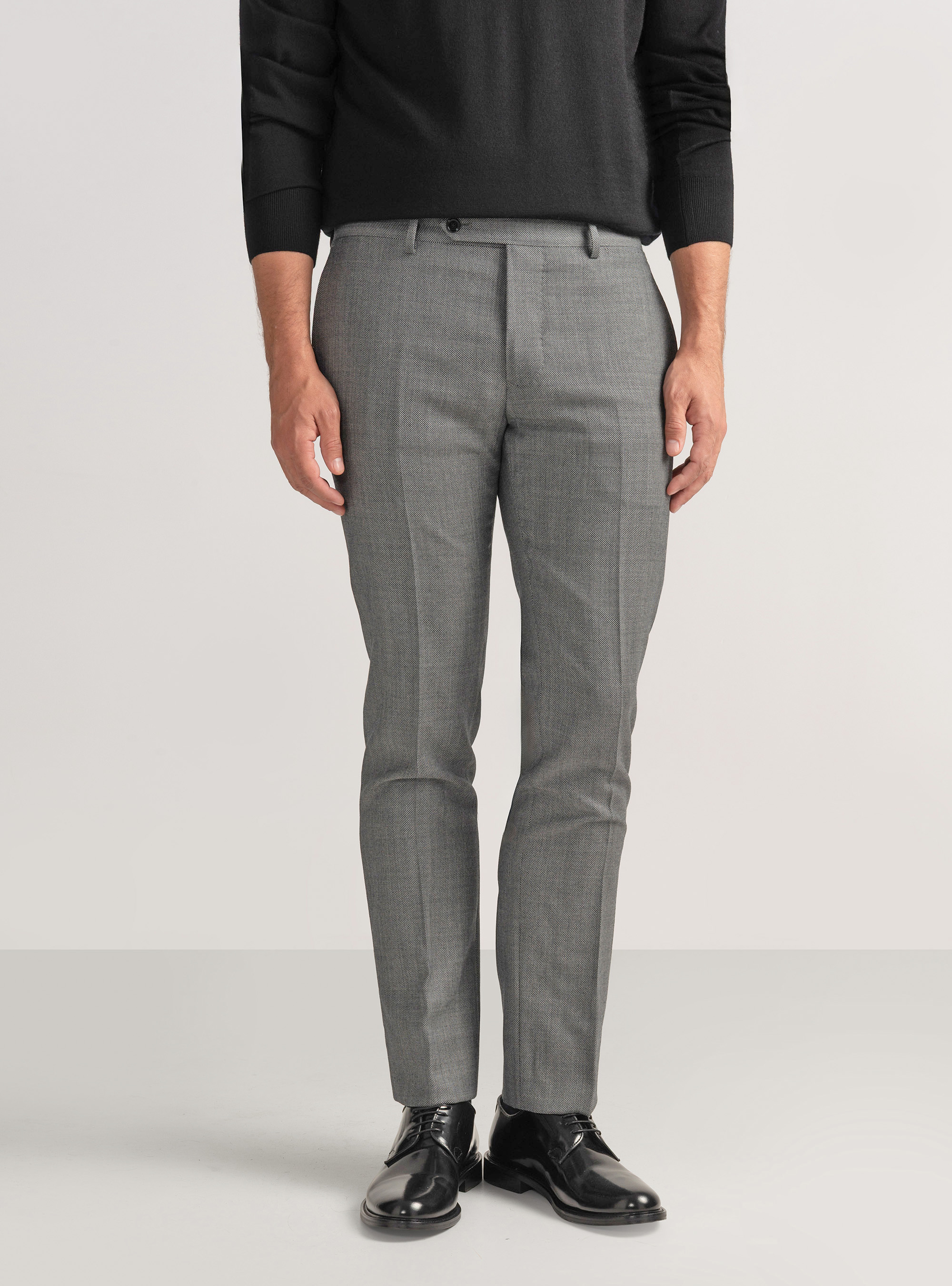 Pantaloni per abito in lana occhio di pernice Vitale Barberis Canonico, GRIGIO CHIARO