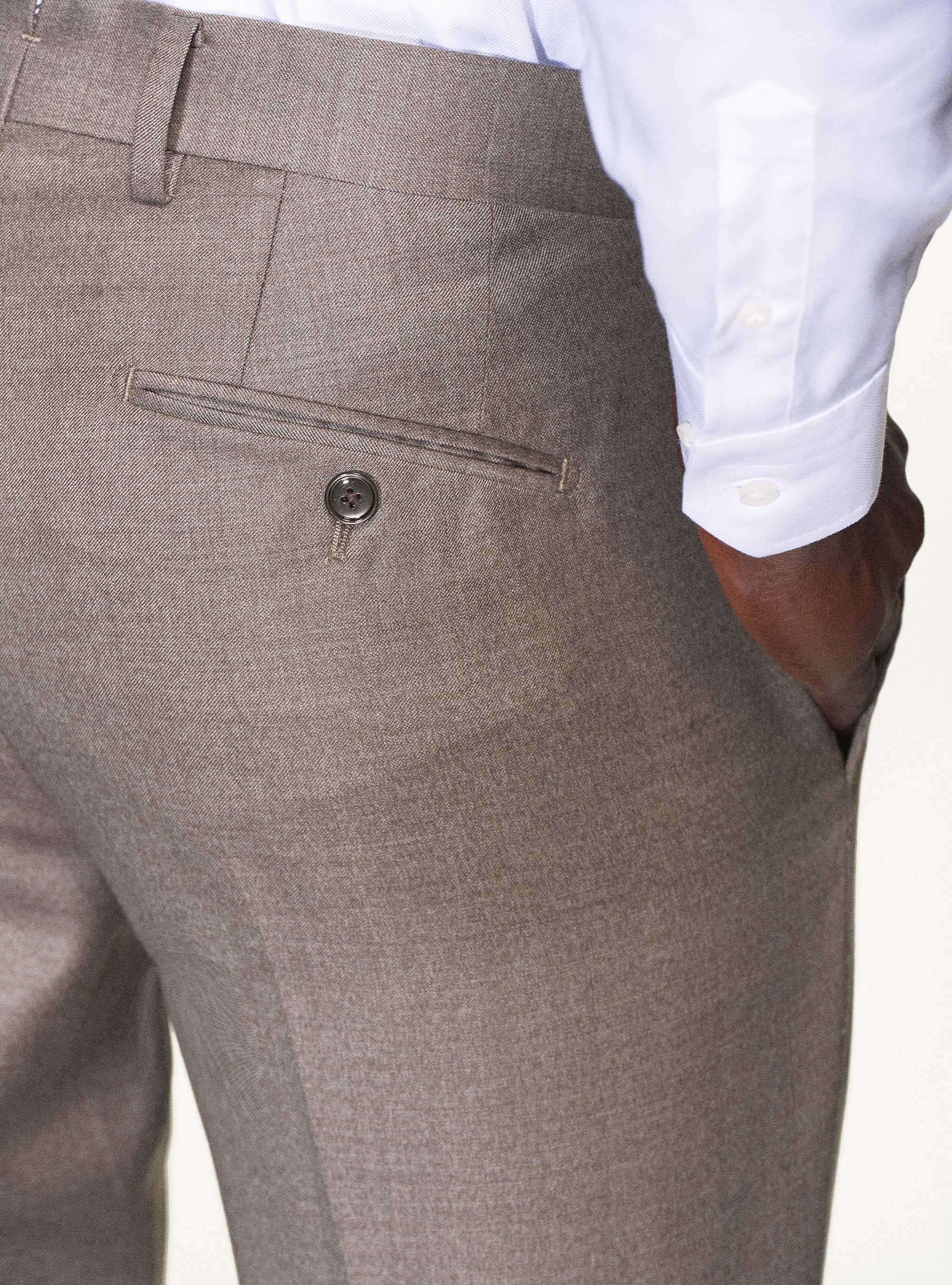 Pantaloni per abito in pura lana superfine 110's Vitale Barberis Canonico, SABBIA