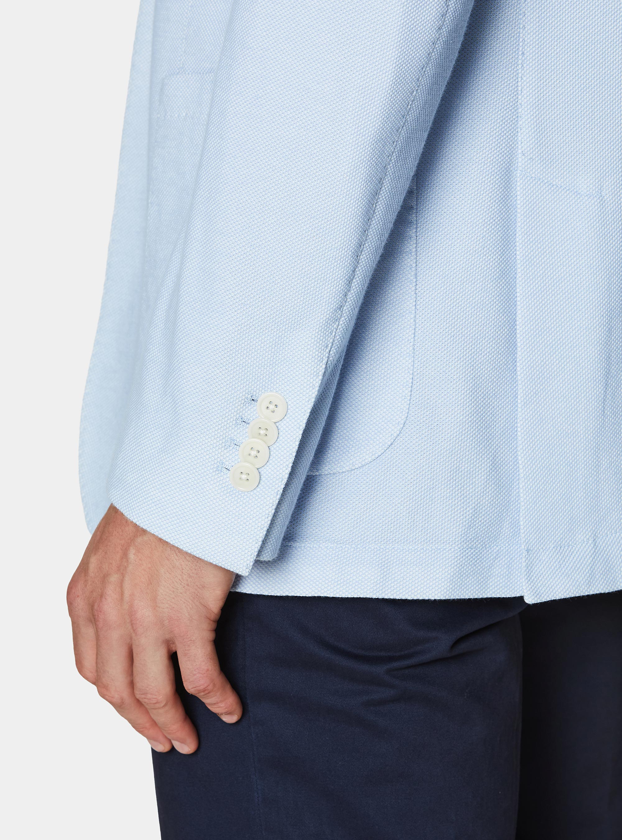 Giacca jersey in misto cotone, AZZURRO