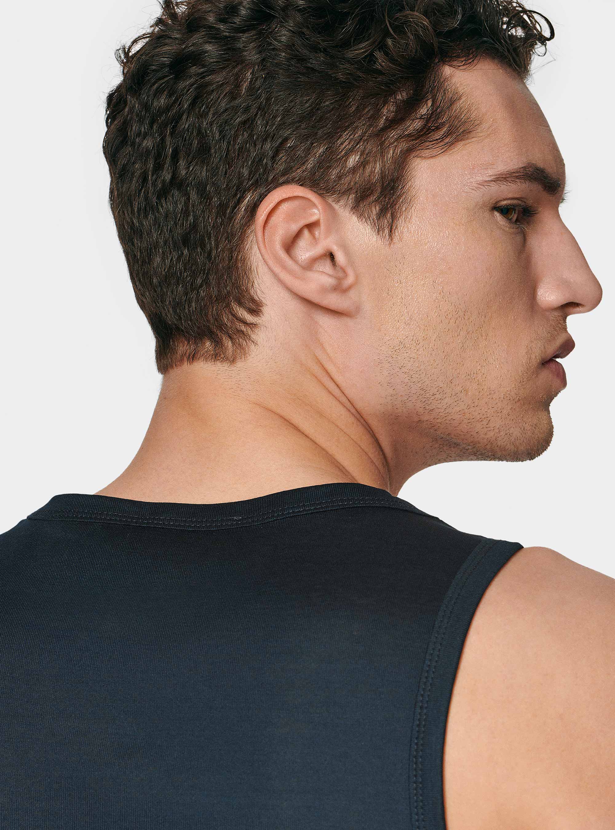 Camiseta de tirantes de hilo de algod&oacute;n, AZUL MARINO