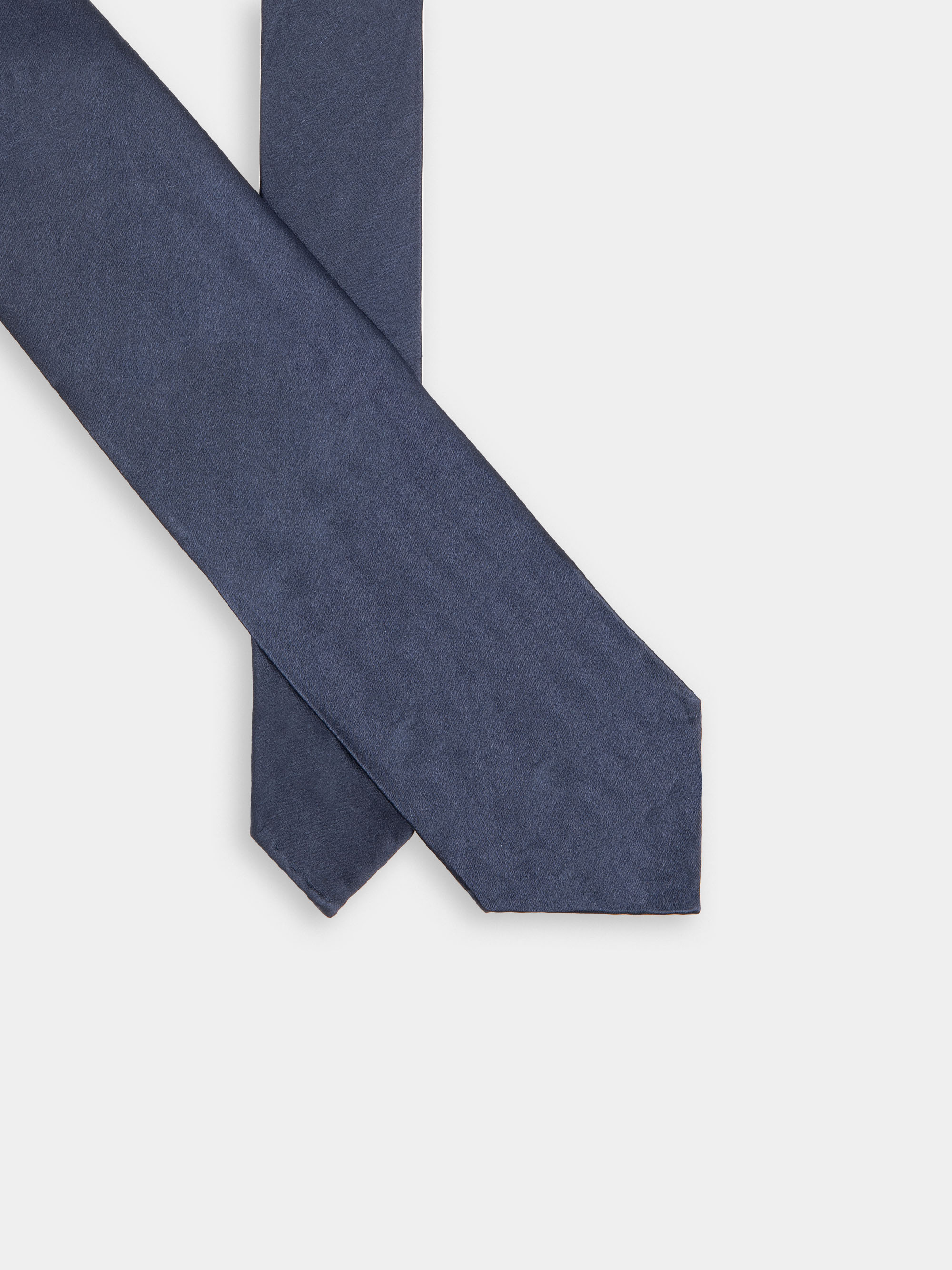 Cravatta tinta unita in pura seta, BLU NAVY