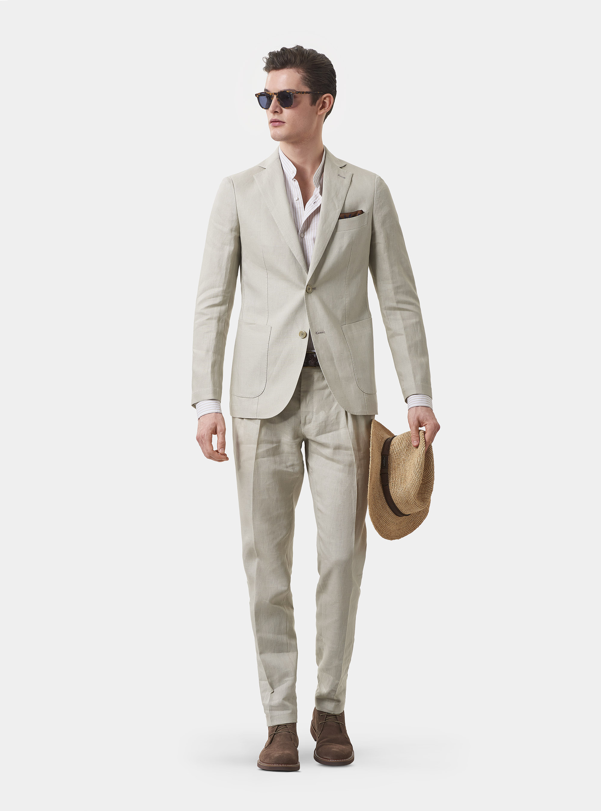 Pure Linen Suit Trousers, ECRU
