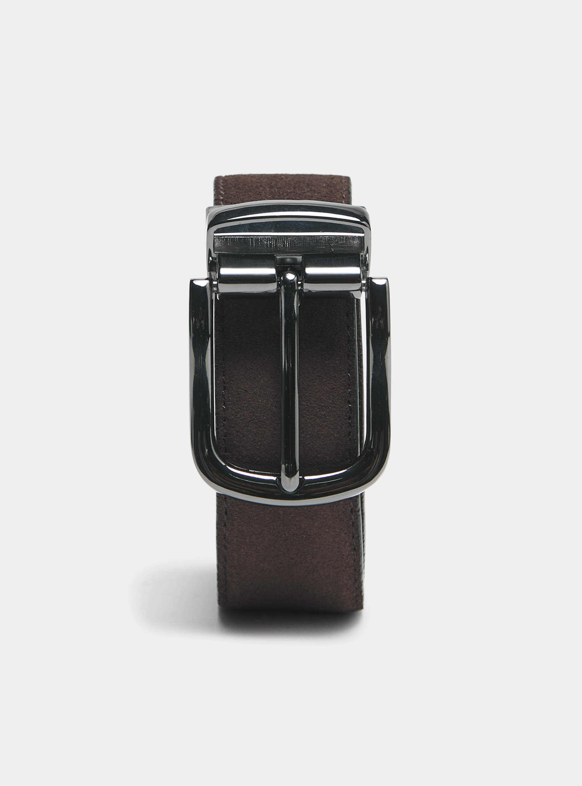 Cintura reversibile in suede, MARRONE