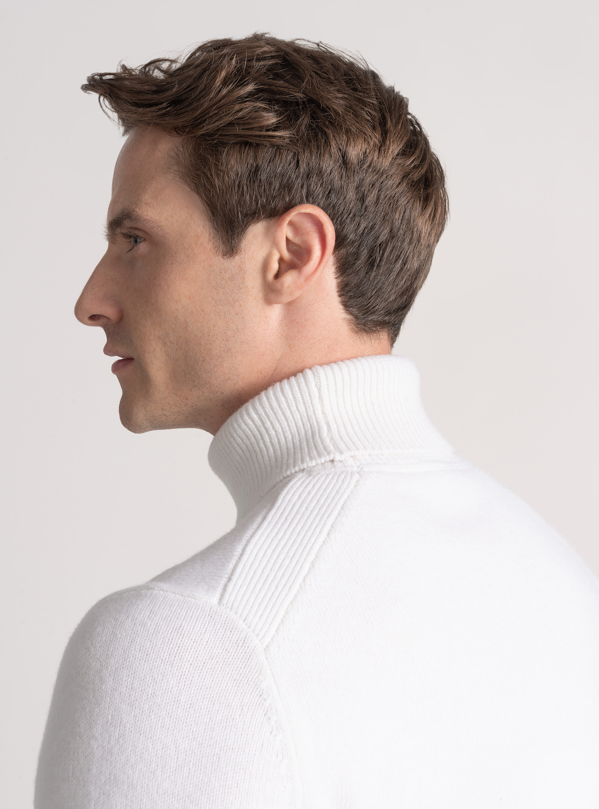 Merino wool turtleneck sweater, WHITE
