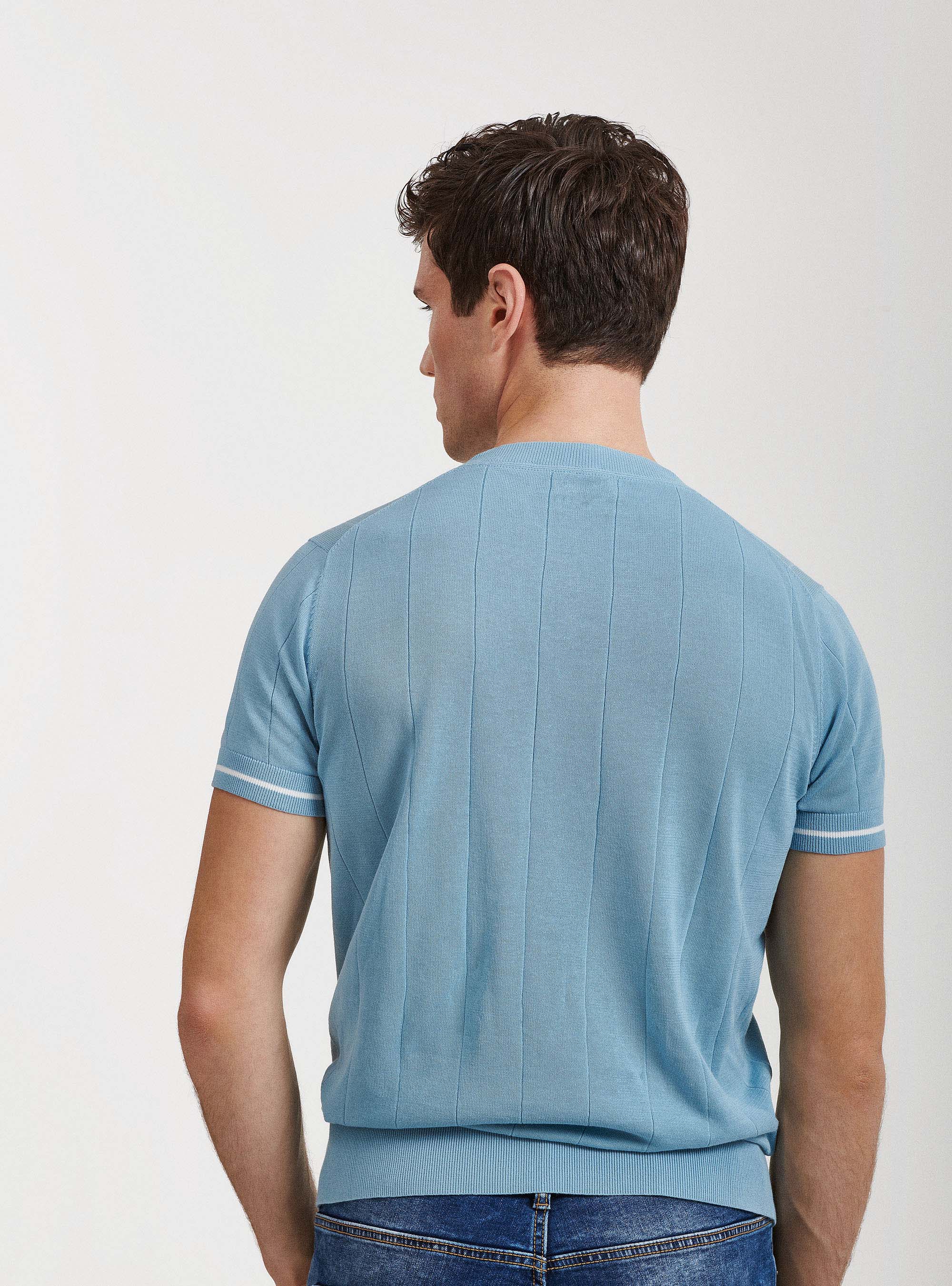 Pure cotton jersey in flat rib, LIGHT BLUE