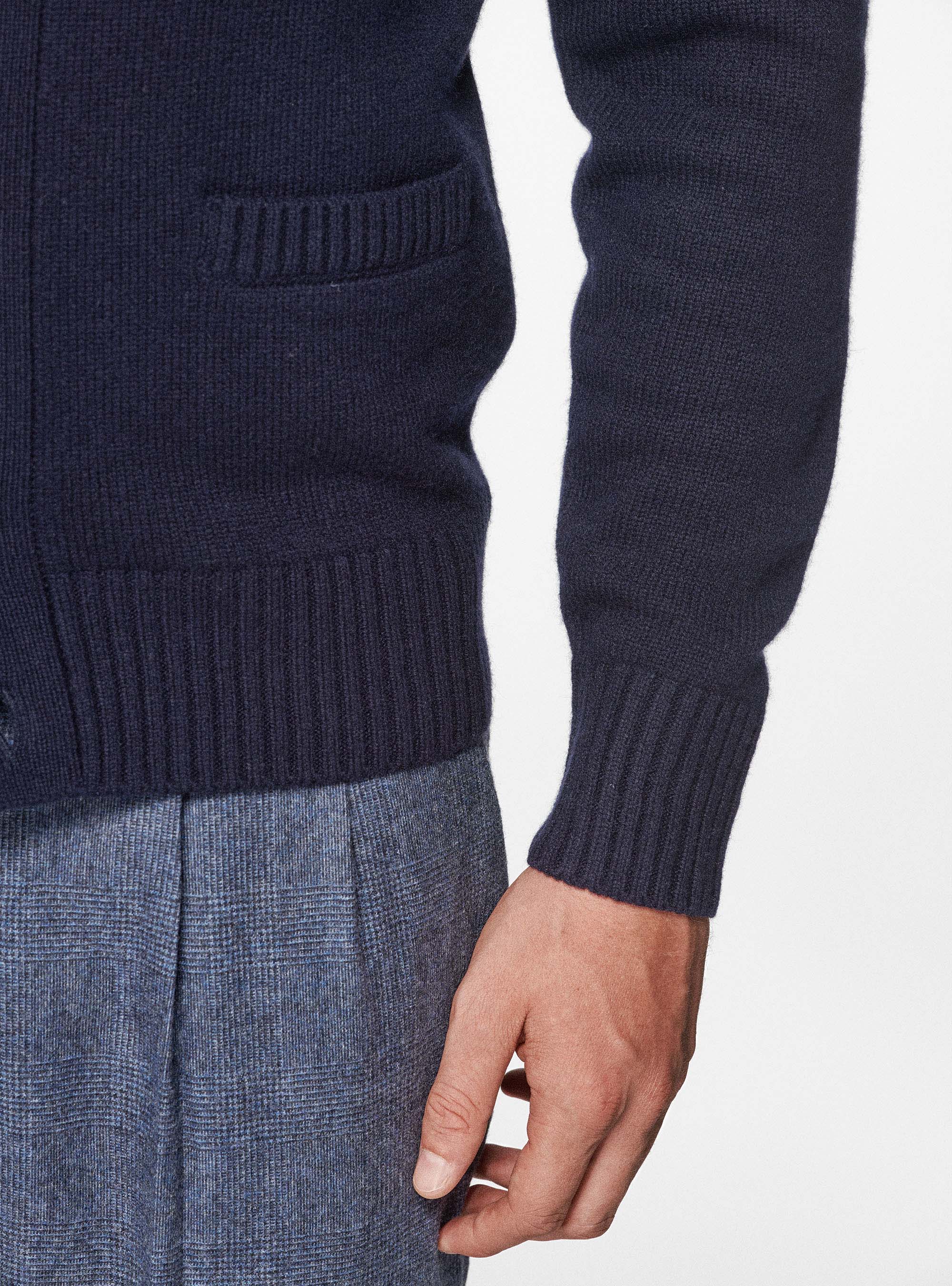 Cardigan in maglia in lambswool, BLU NAVY