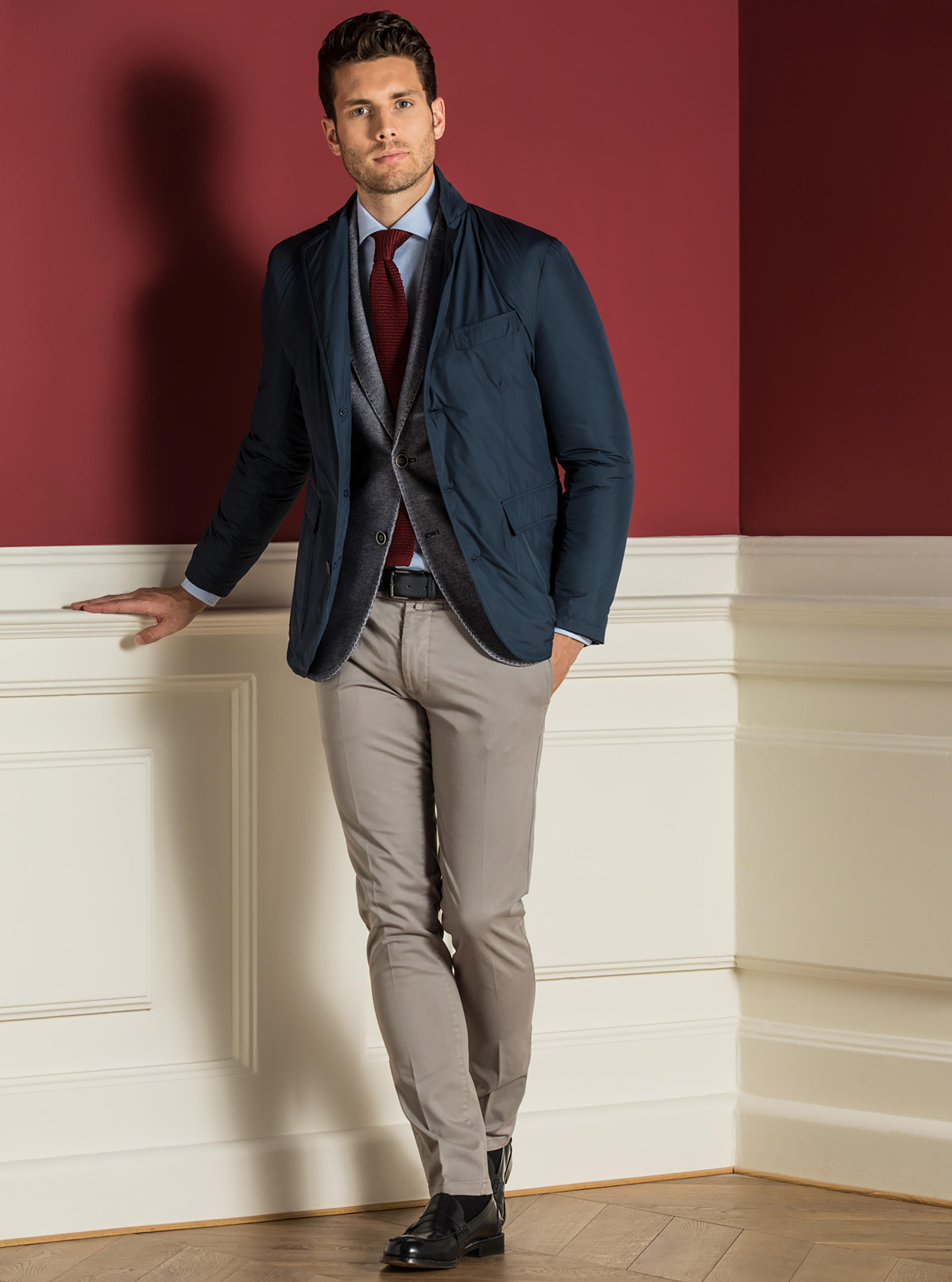 Technical fabric blazer, NAVY BLUE