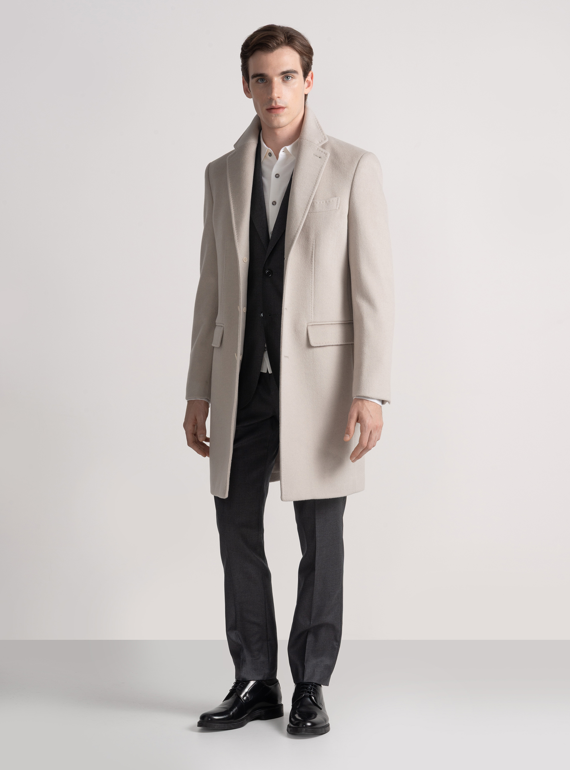 Abrigo de lana y cachemira, ECRU 0536C