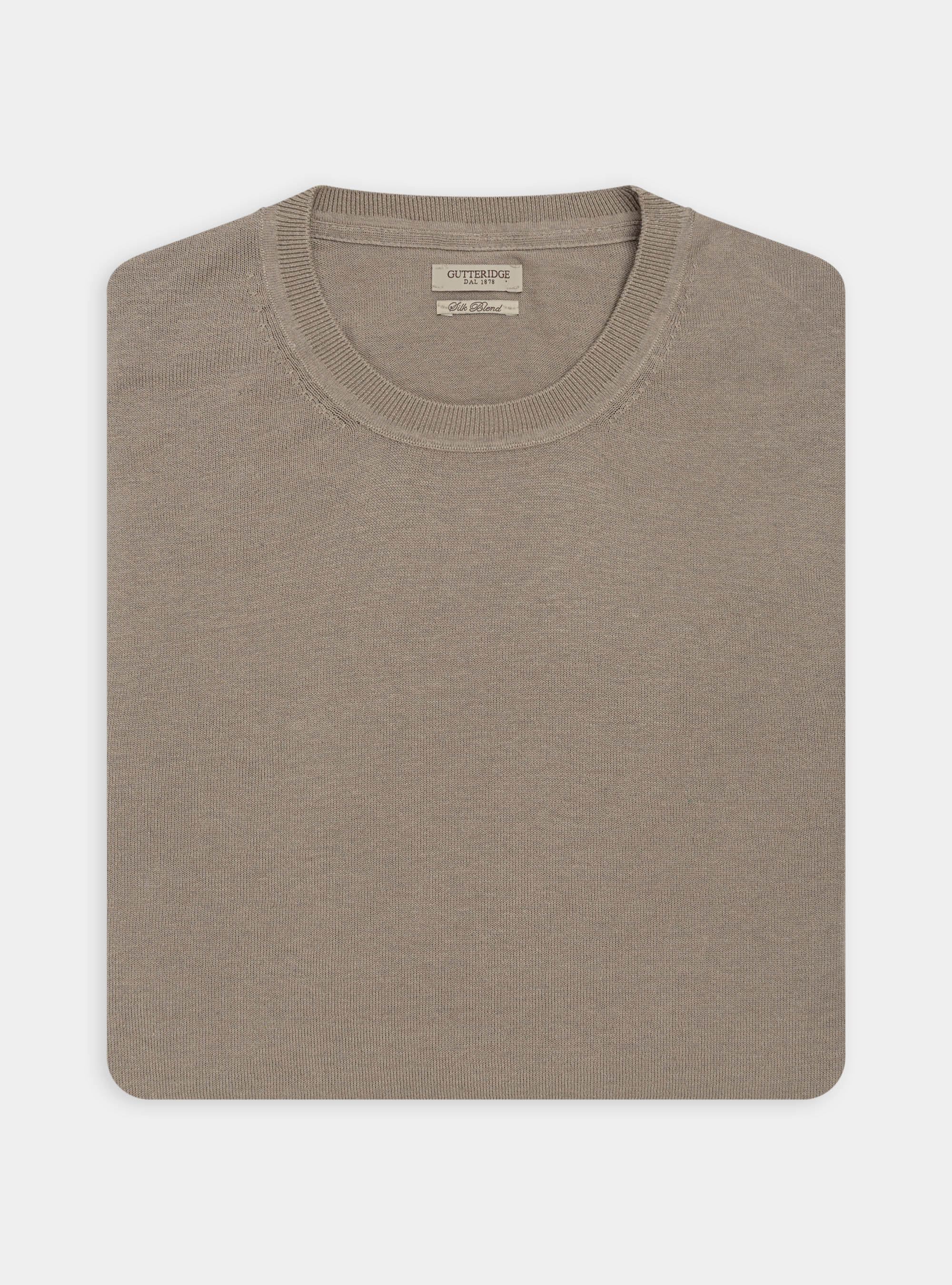 Maglia girocollo in seta e cotone, SABBIA