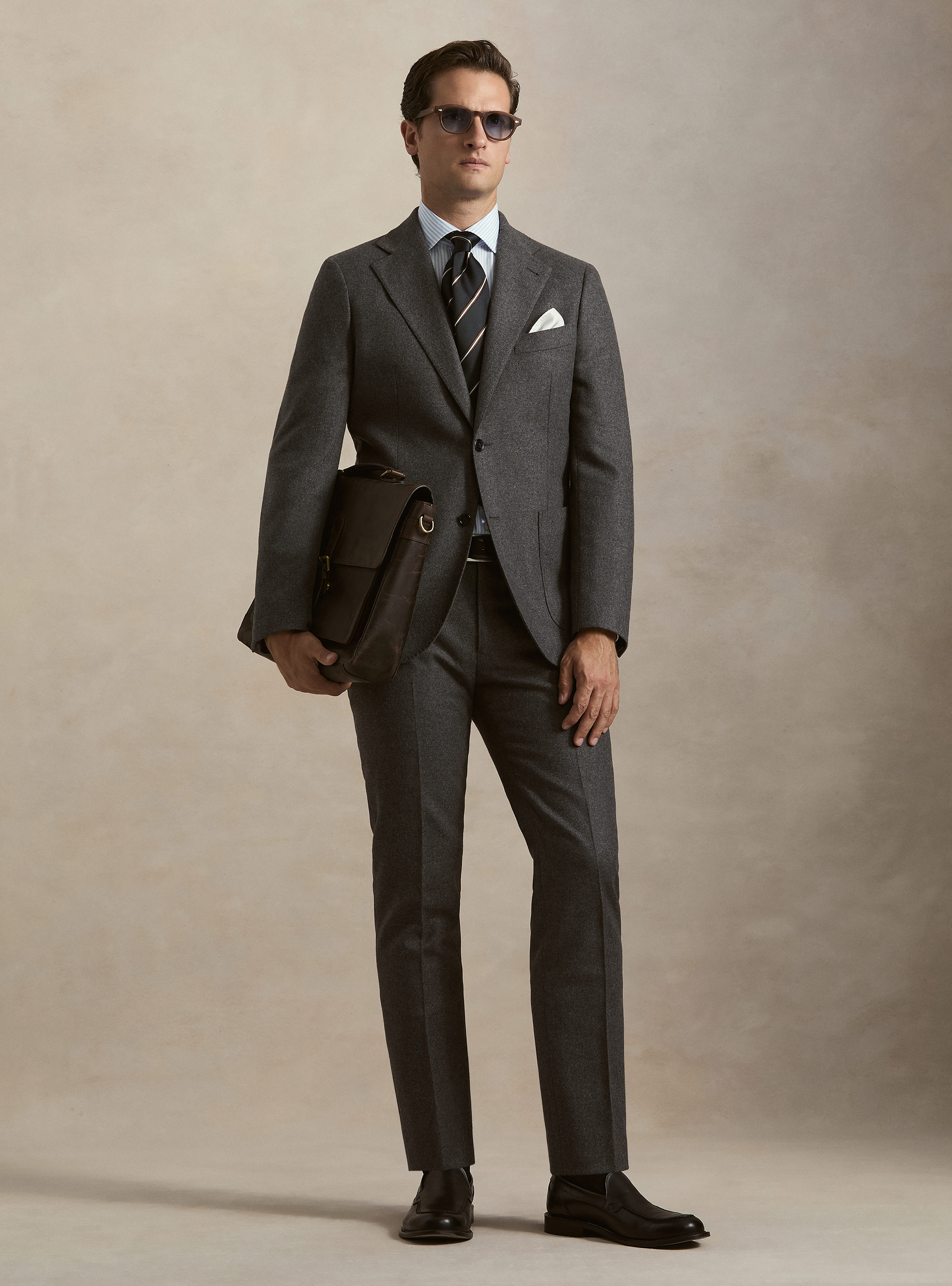 Wool blend flannel blazer, ASPHALT GREY
