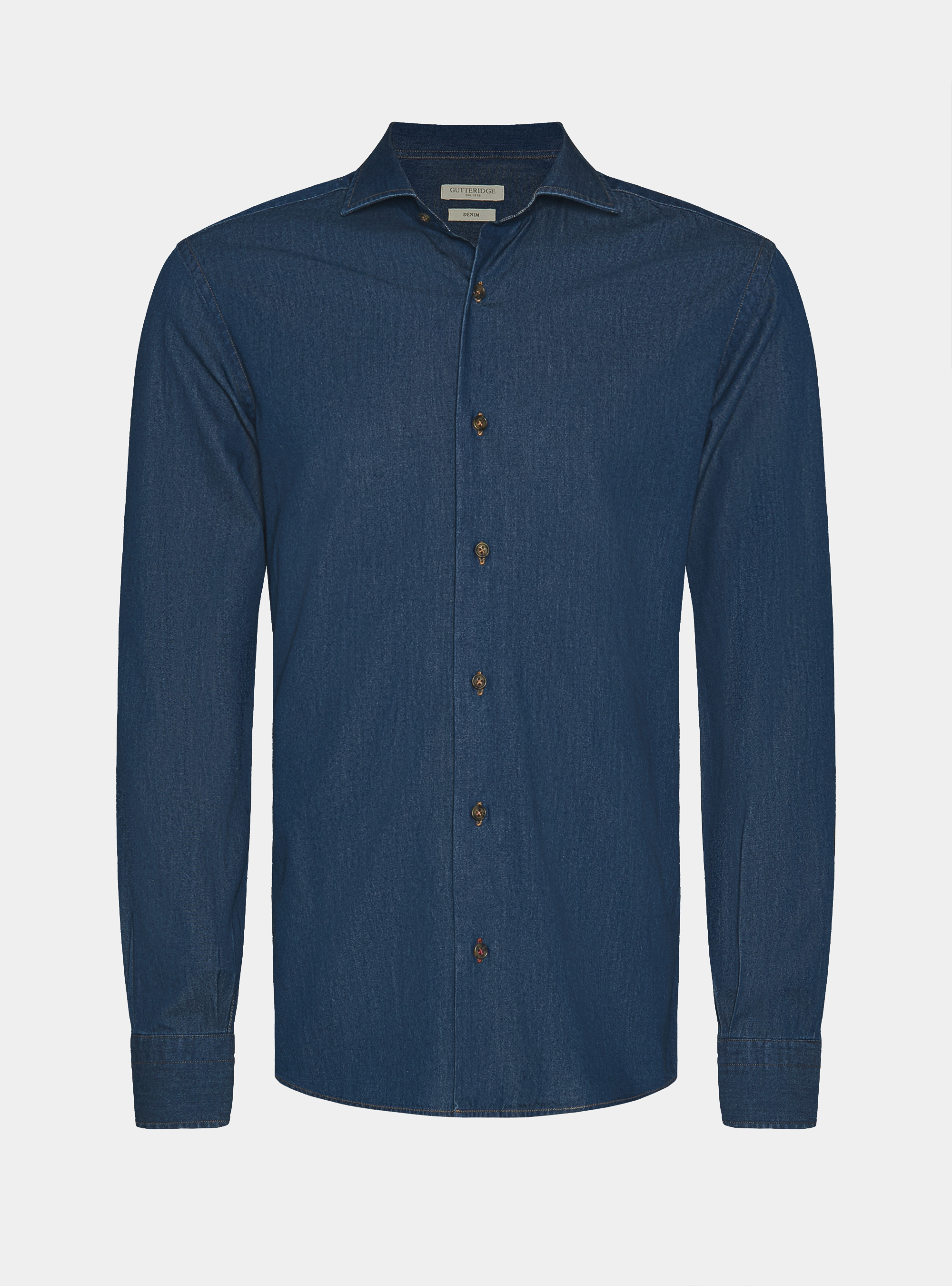 Camisa de chambray de algodón, AZUL MARINO