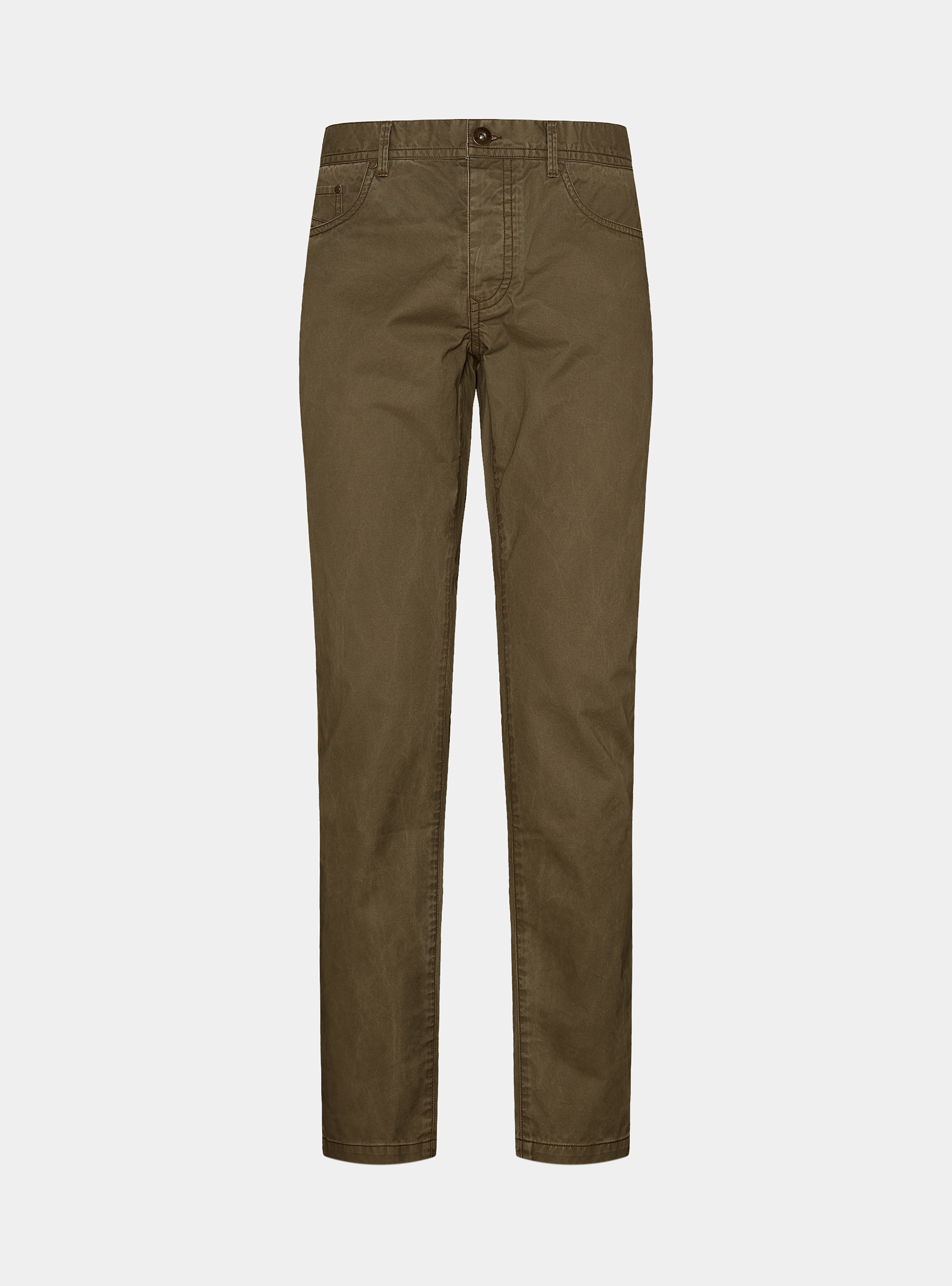 Pantaloni slim fit in cotone lavato, OLIVA