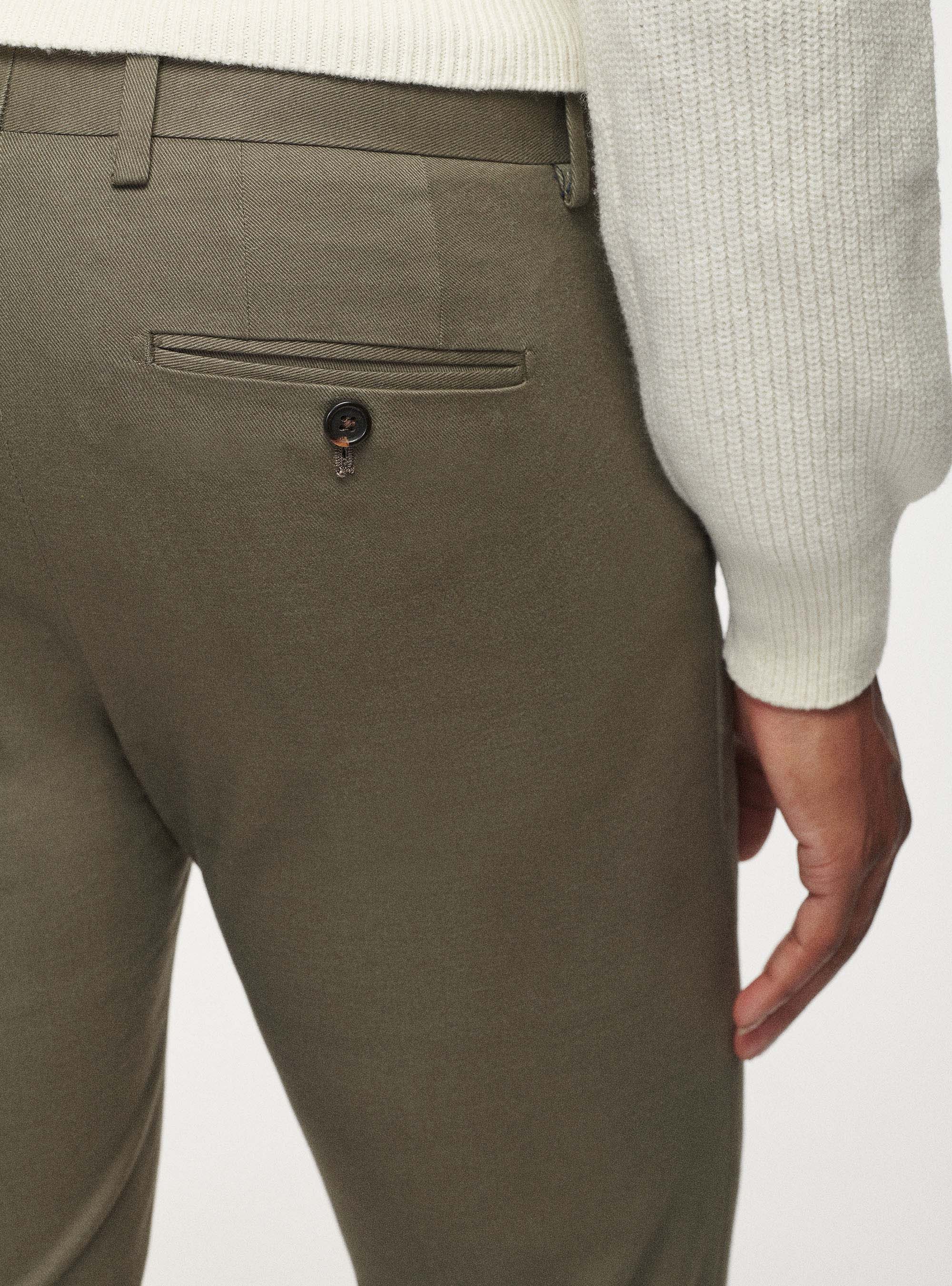 Pantaloni in cotone smerigliato, VERDE