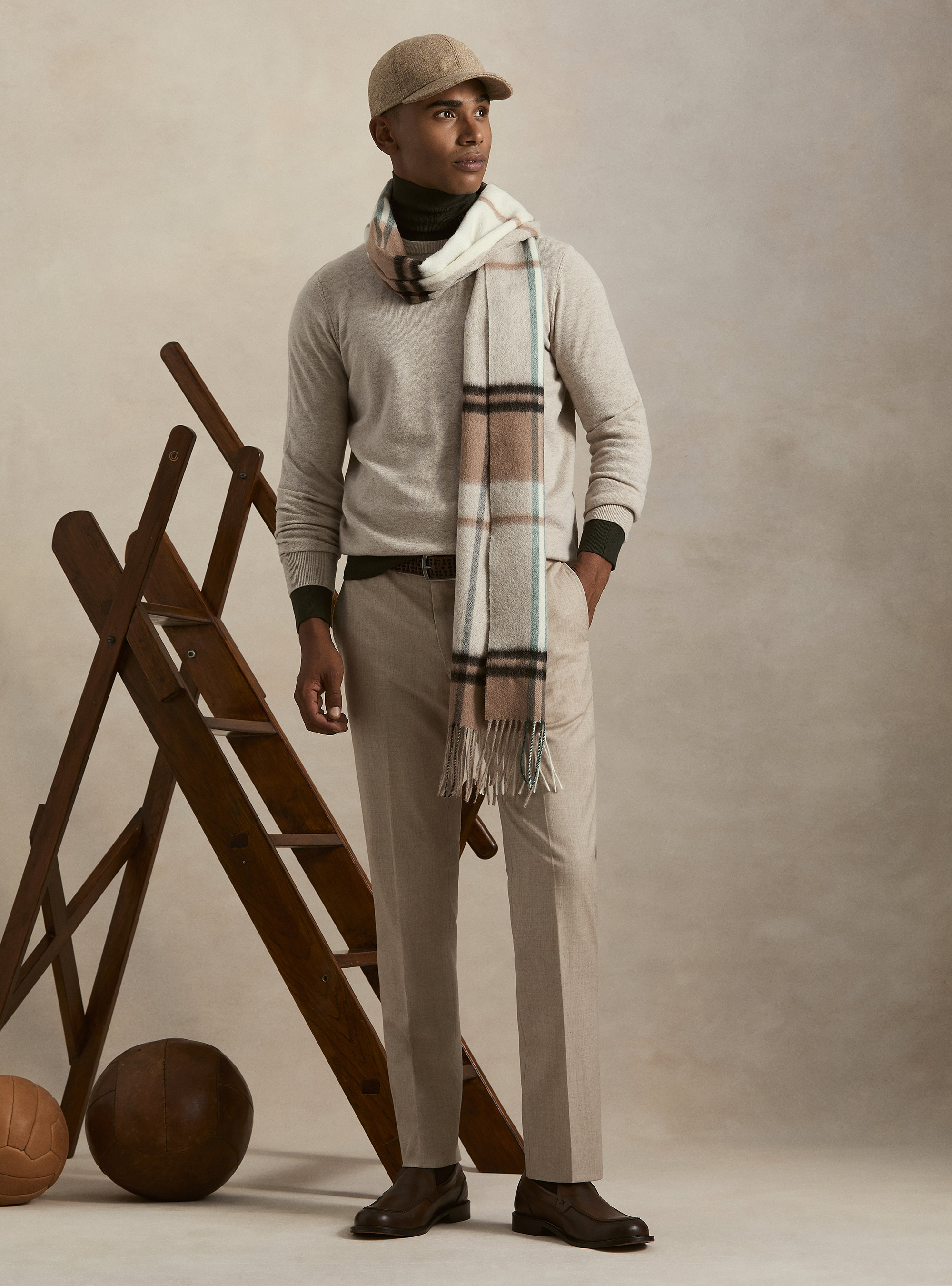 Girocollo in maglia in lana poliammide cashmere, ECRU