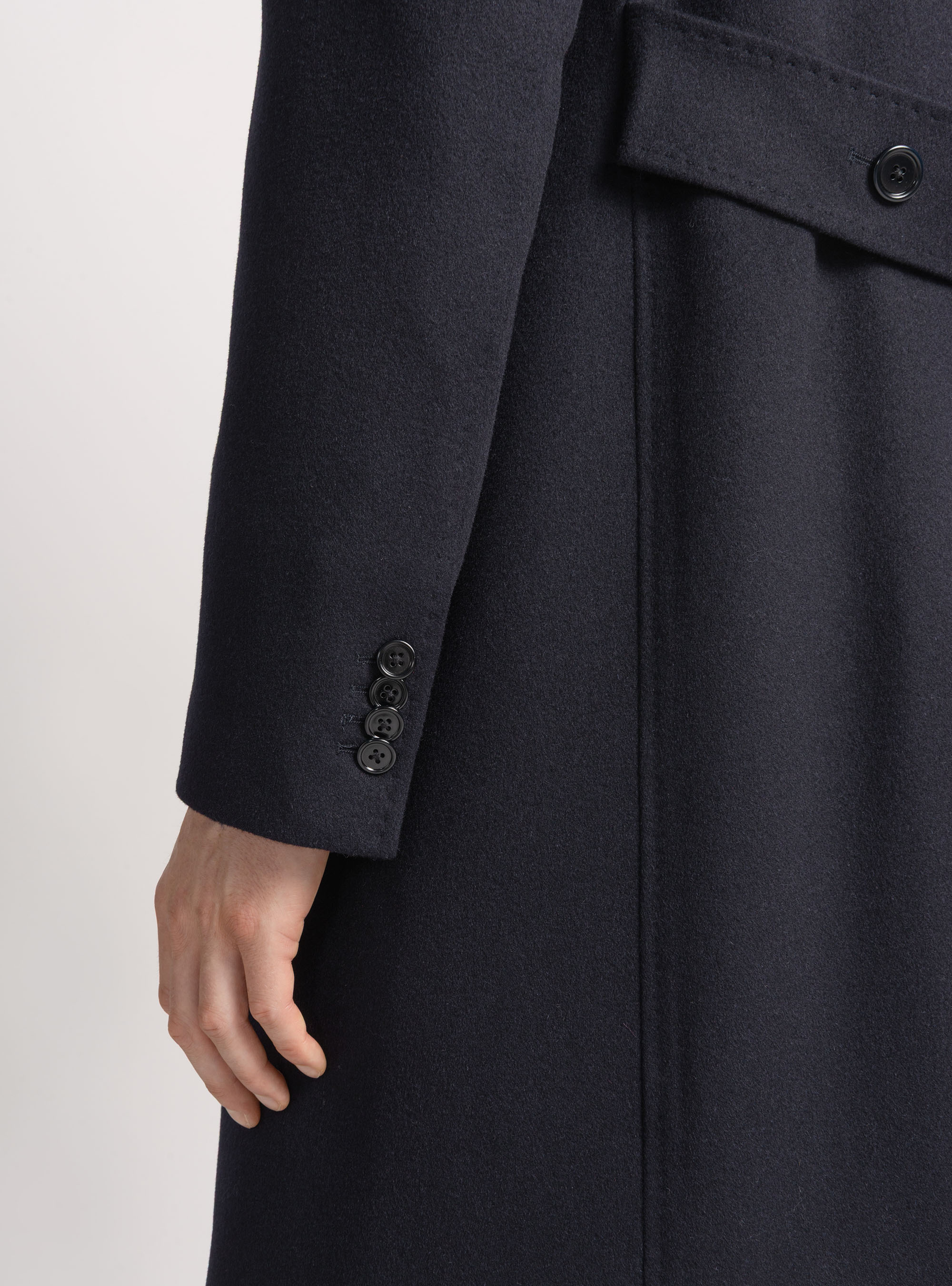 Cappotto doppiopetto in lana e cashmere, BLU NAVY