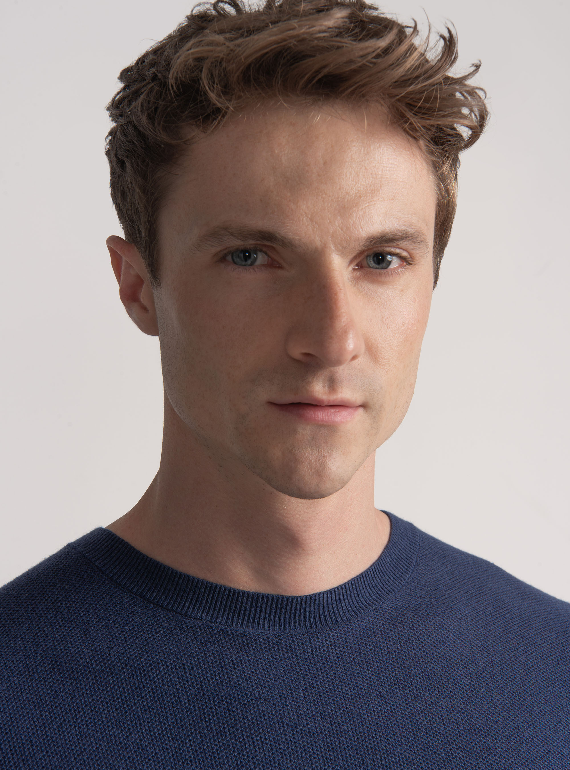 Trikot mit Rundhalsausschnitt aus Baumwolle und Kaschmir mit Wabenmuster, INCHIOSTRO 0232C