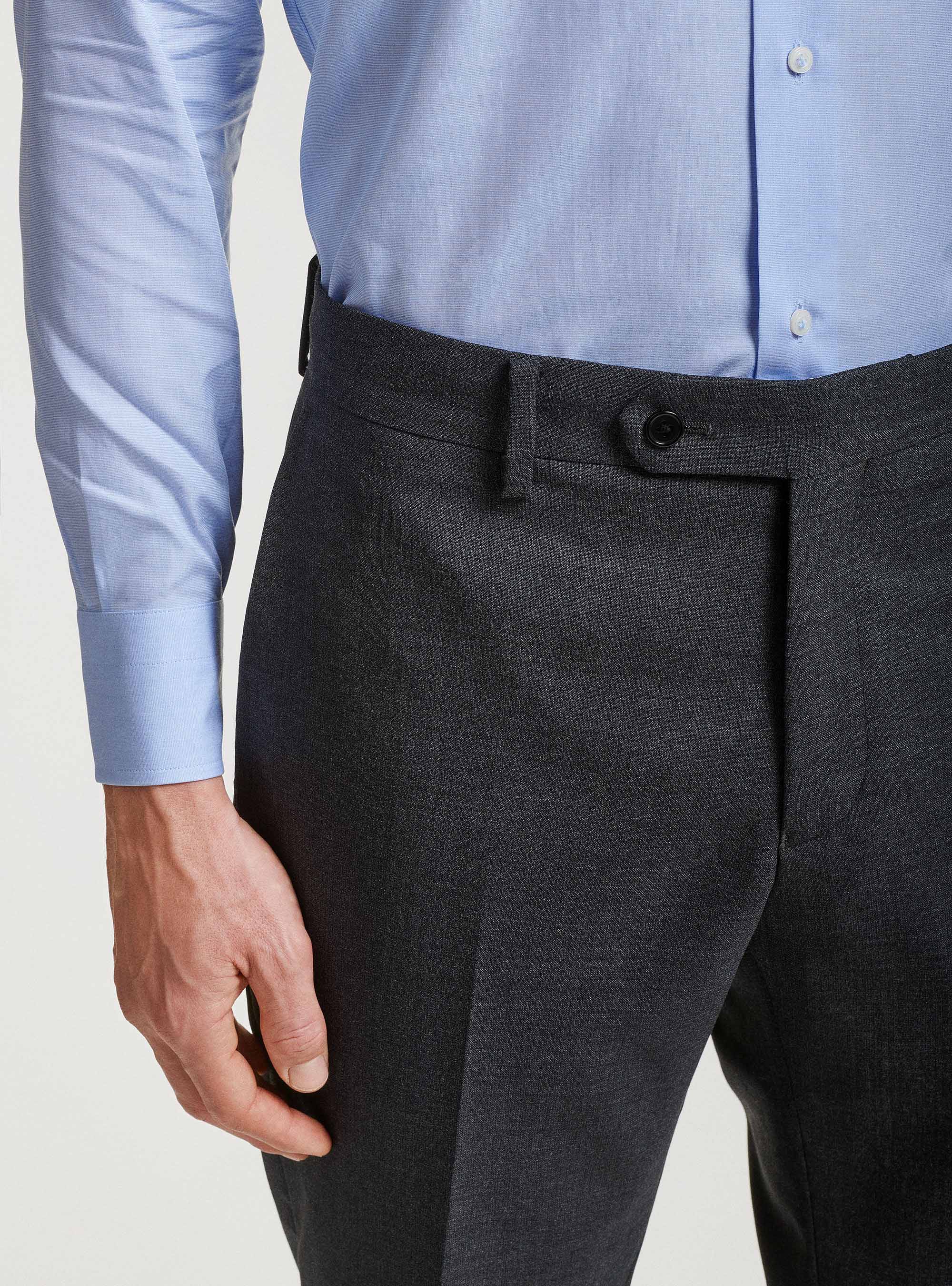 Pantaloni per abito in pura lana Vitale Barberis Canonico, ASFALTO