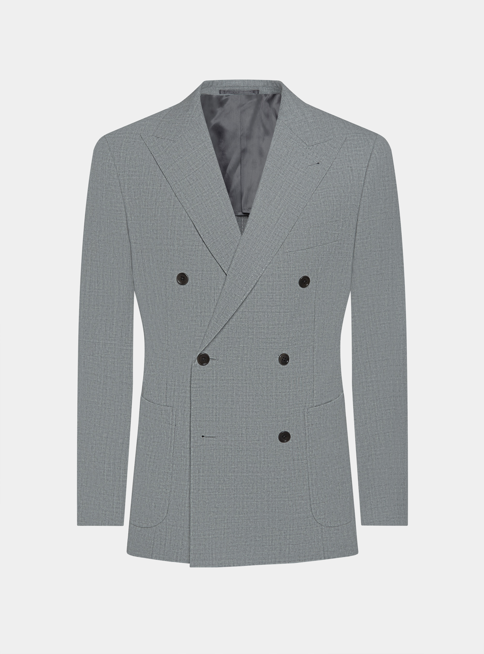 Giacca doppiopetto in pura lana Vitale Barberis Canonico, GRIGIO CHIARO MELANGE
