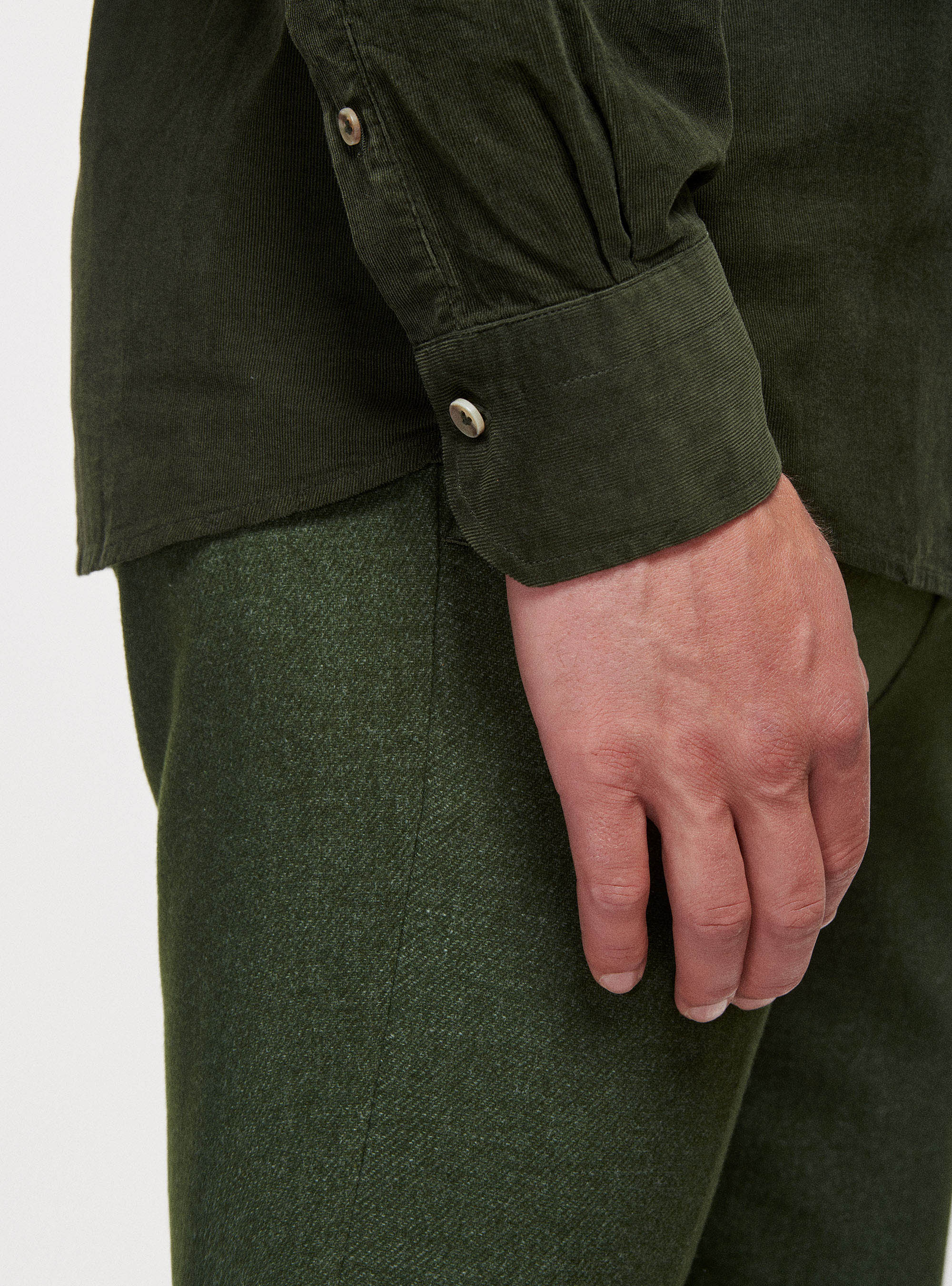 Camicia in velluto con tasche, MILITARE 0609C