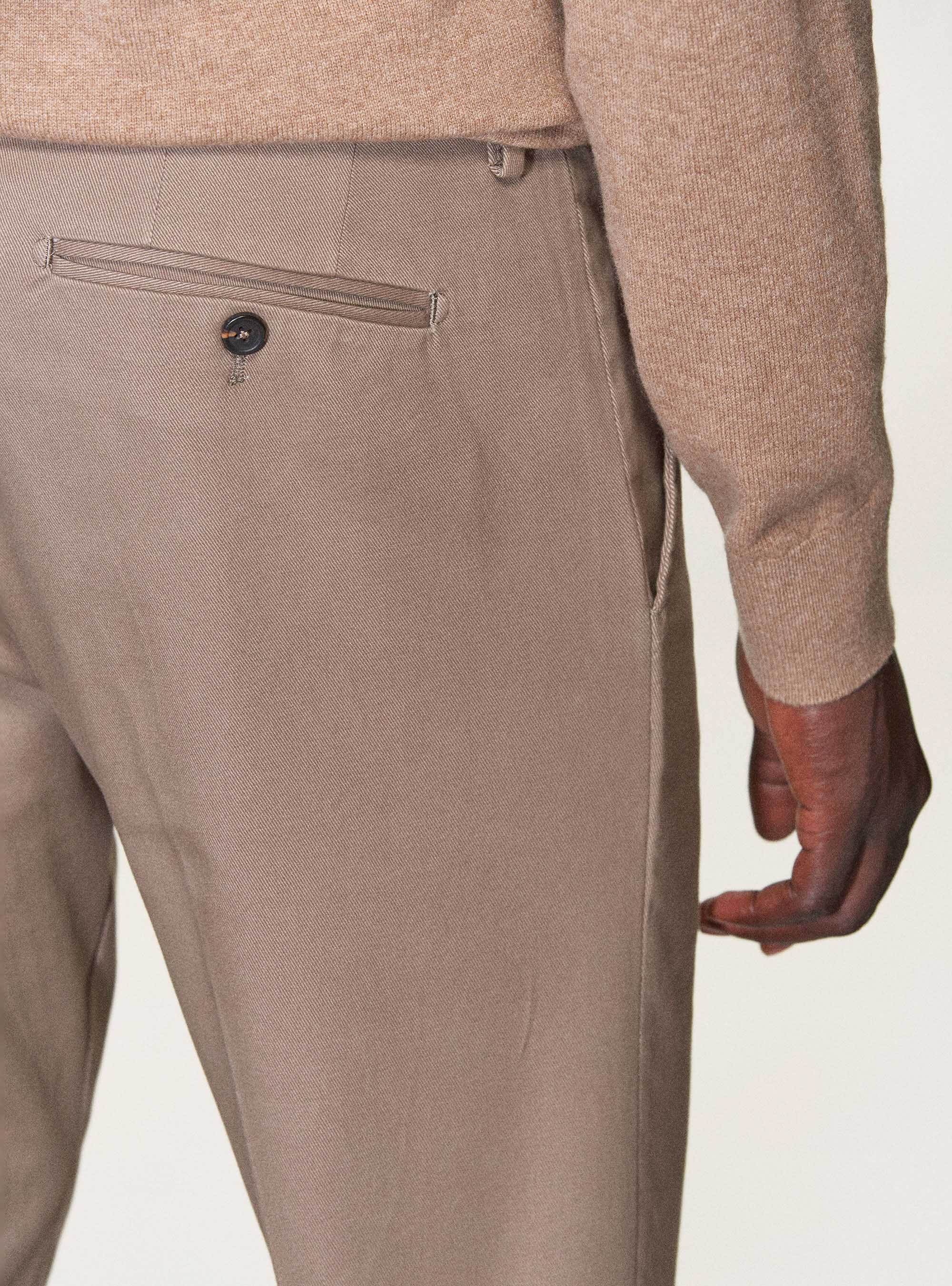 Frosted cotton twill slack trousers, MUD