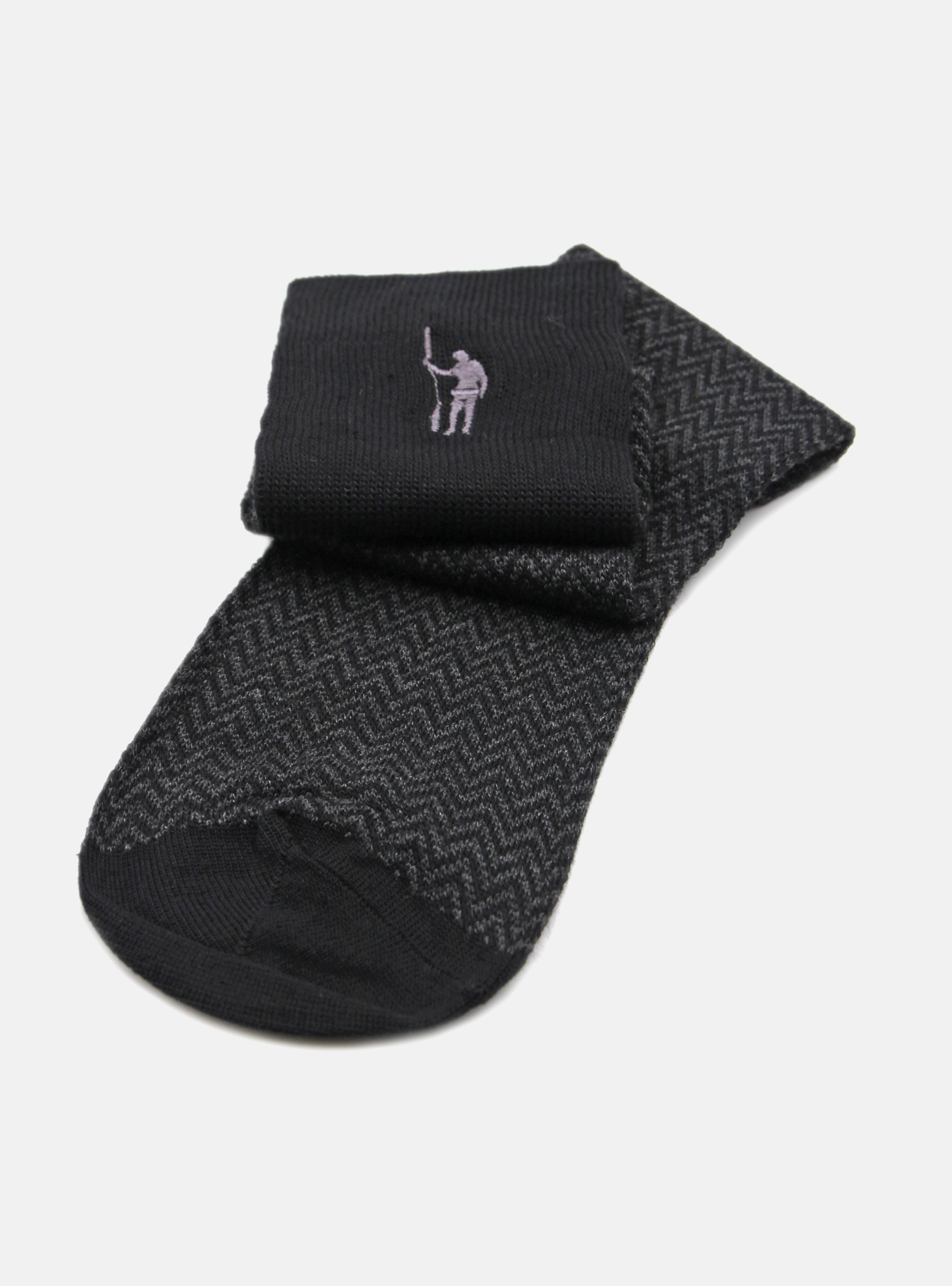 Herringbone long socks, ASPHALT GREY