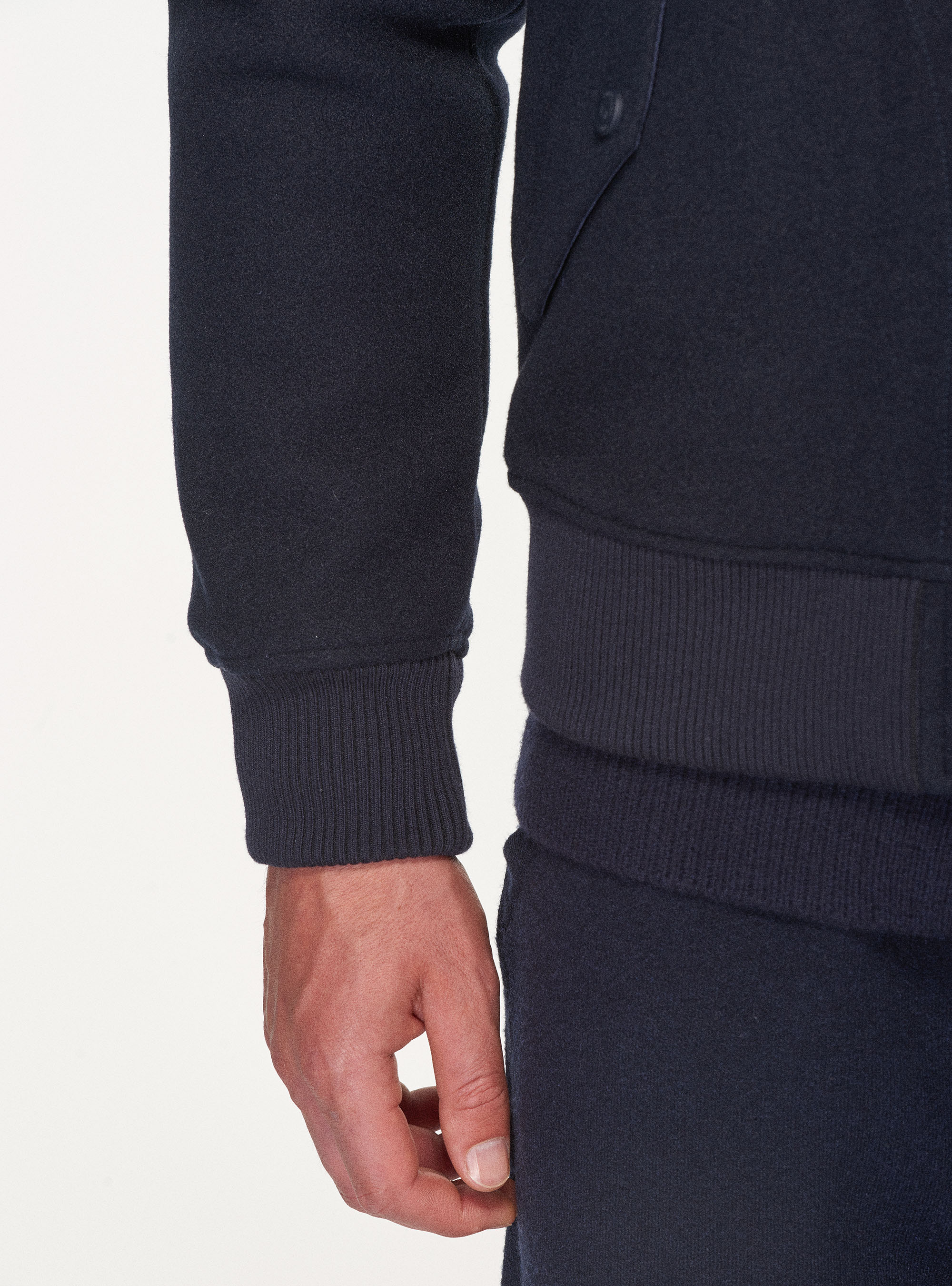 Bomber in panno con ricamo in tinta, BLU NAVY