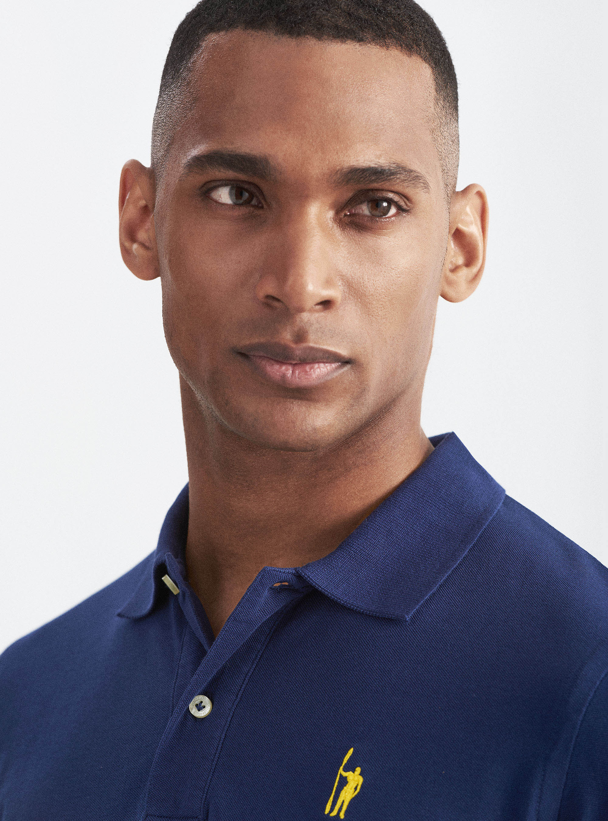 Classic cotton pique polo with embroidery, BLUE
