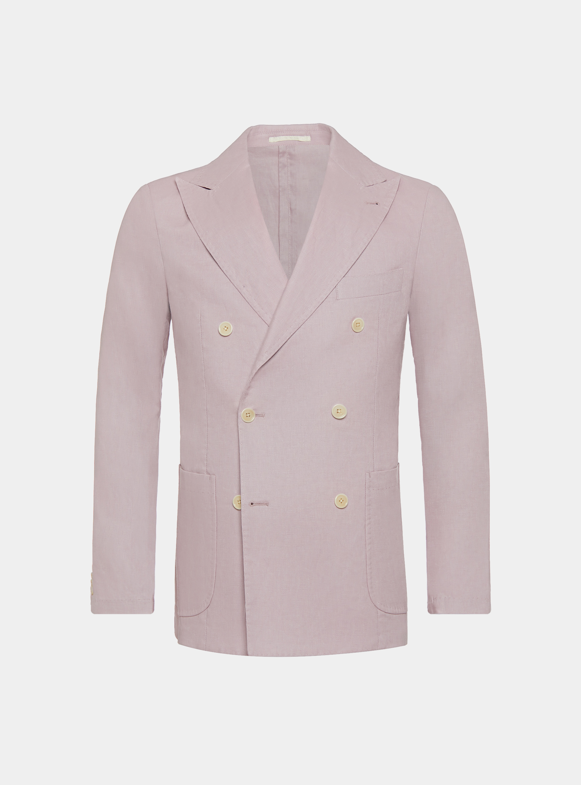 Veste à double boutonnage en pur lin, 0441C ROSA SCURO