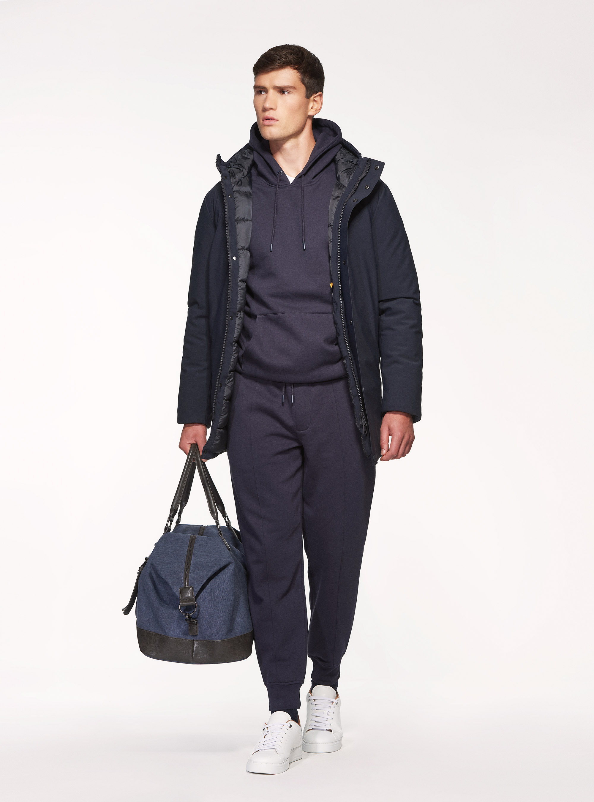 Giubbino in tessuto tecnico antivento, BLU NAVY