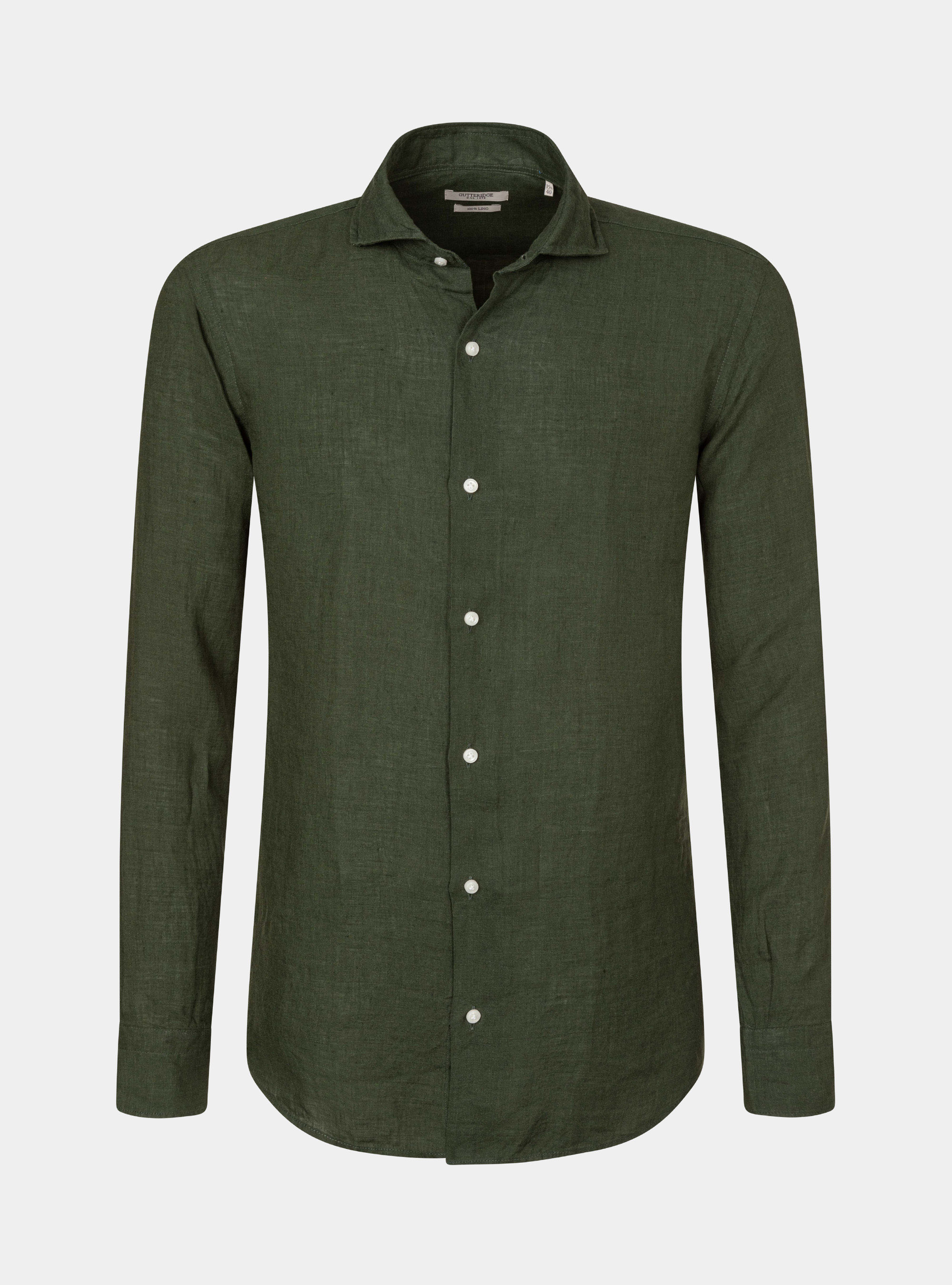 French collar shirt in pure linen, GREEN