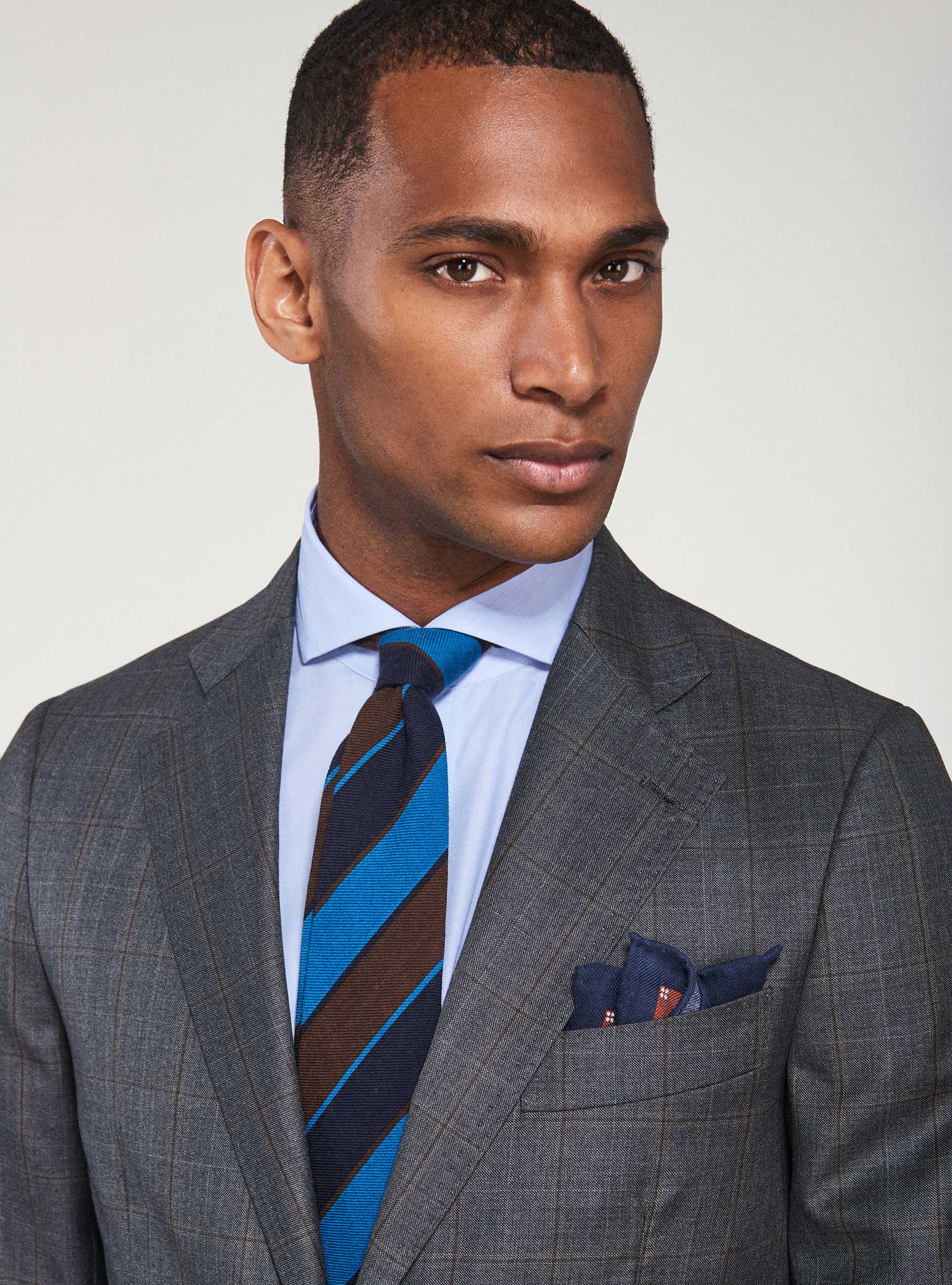 Giacca per abito a quadri in pura lana S110's, ASFALTO