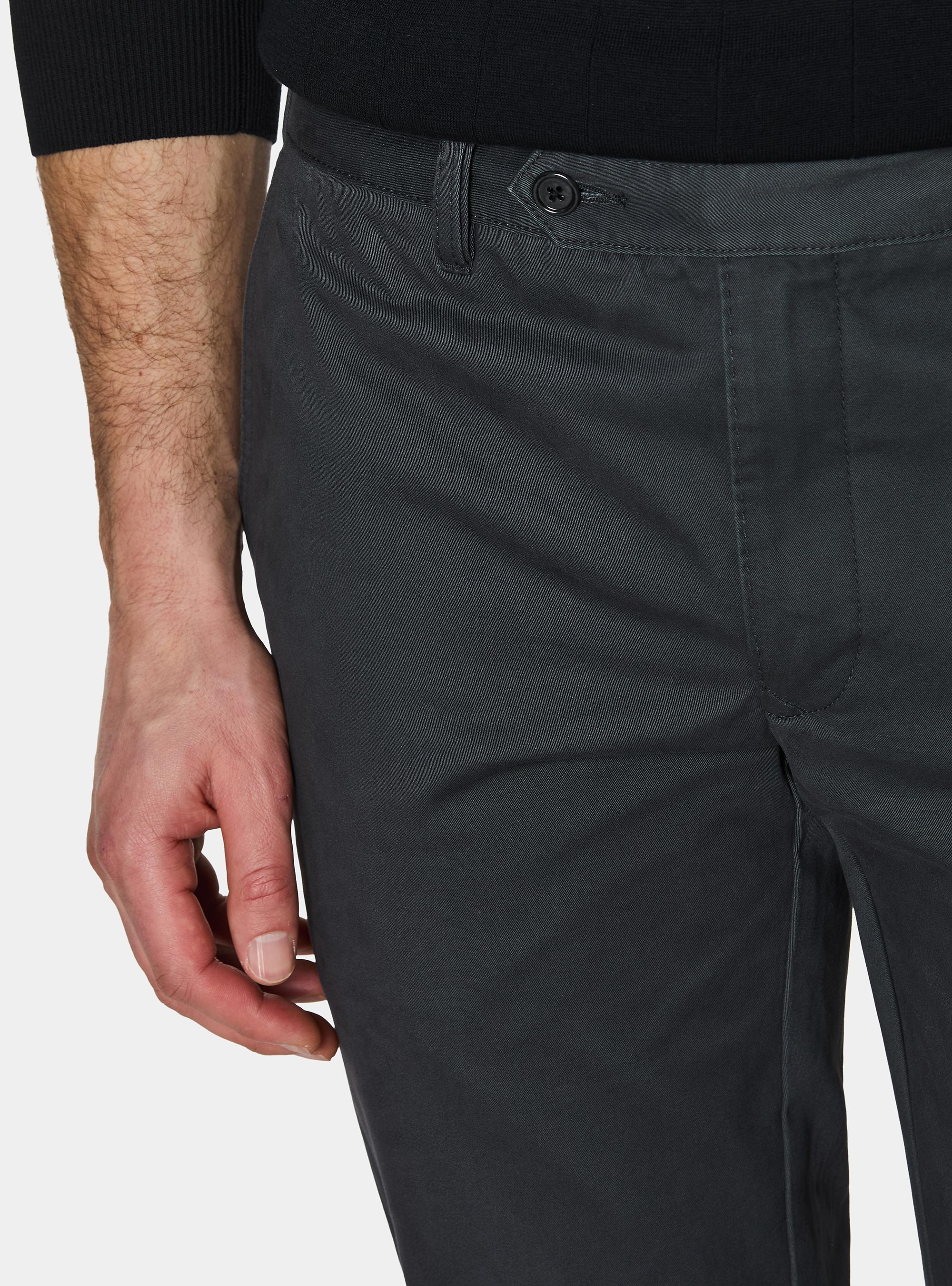 Cotton twill chino trousers, ASPHALT GREY