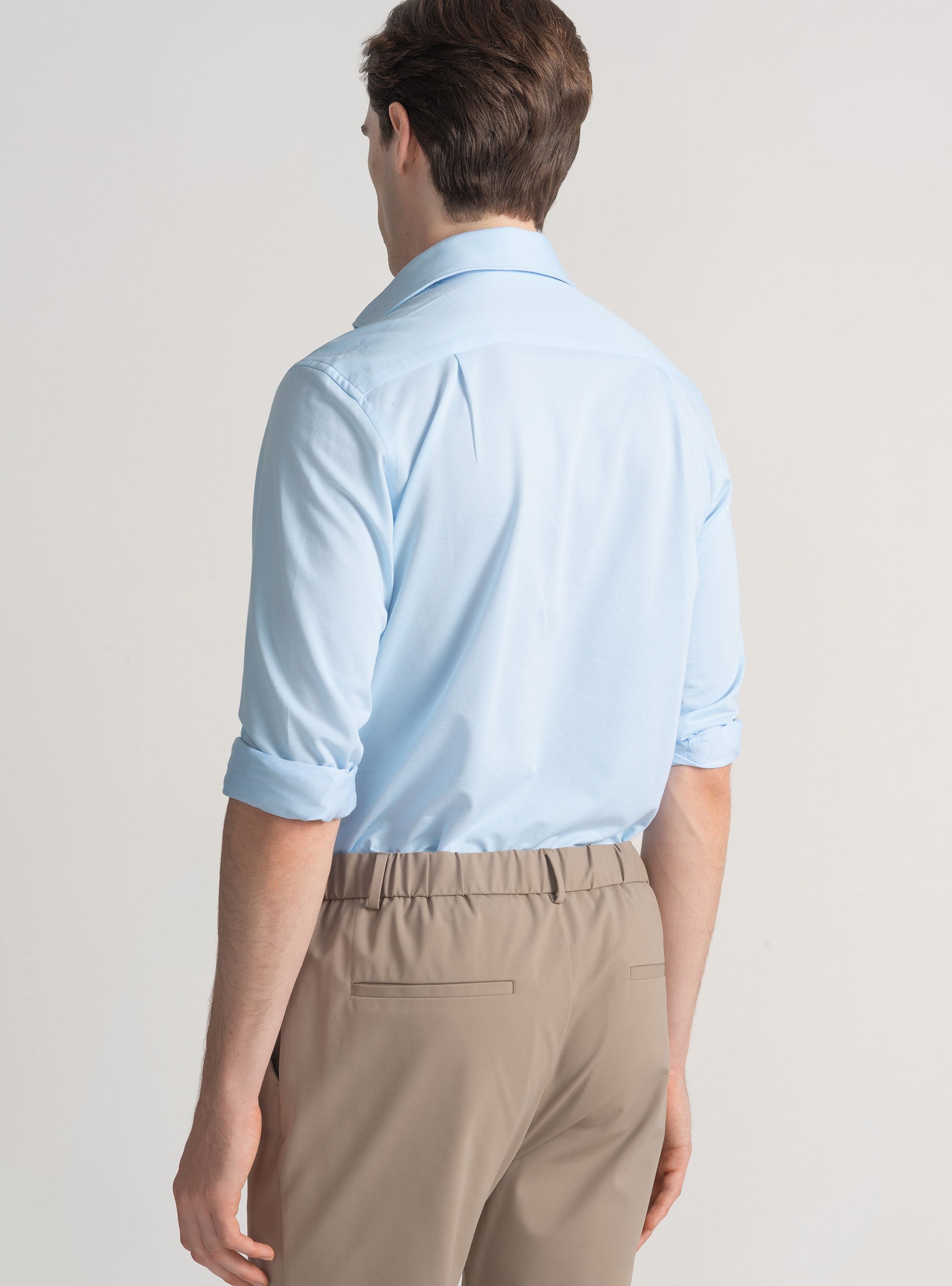 Cotton blend jersey shirt, LIGHT BLUE