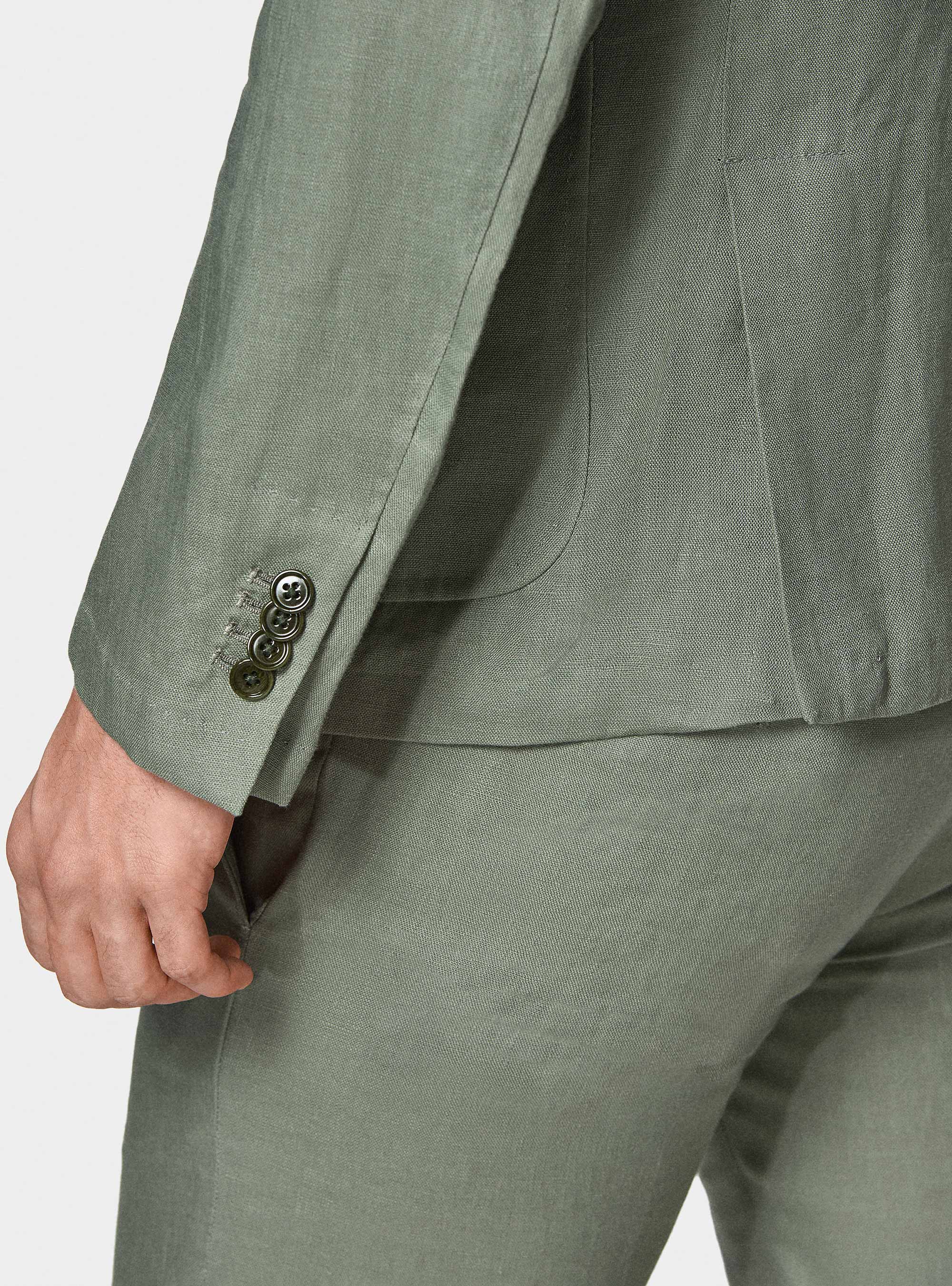 Giacca doppiopetto in puro lino, SALVIA 0602C