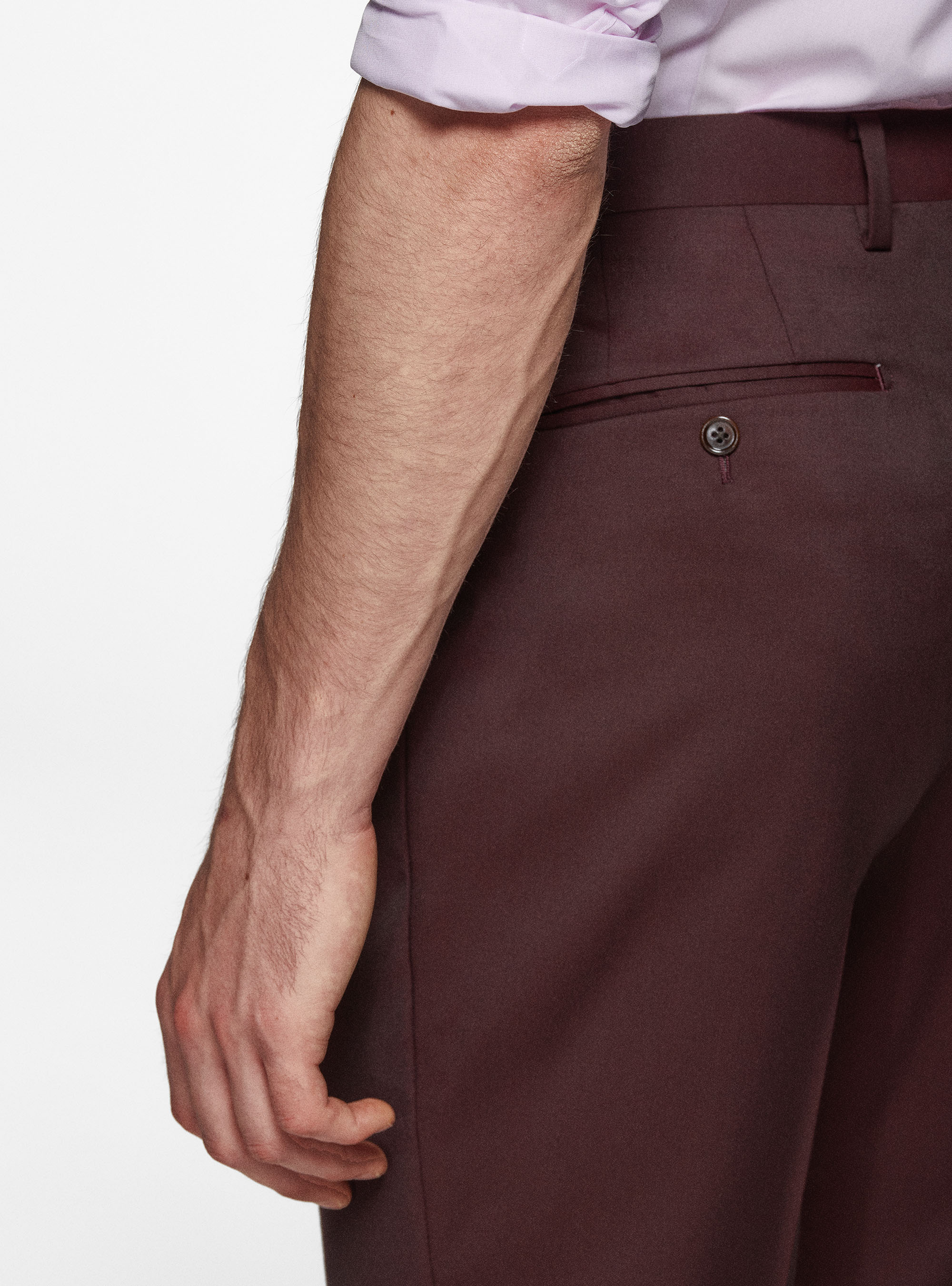 Pantalón doble pinza de pura lana Reda, BURDEOS