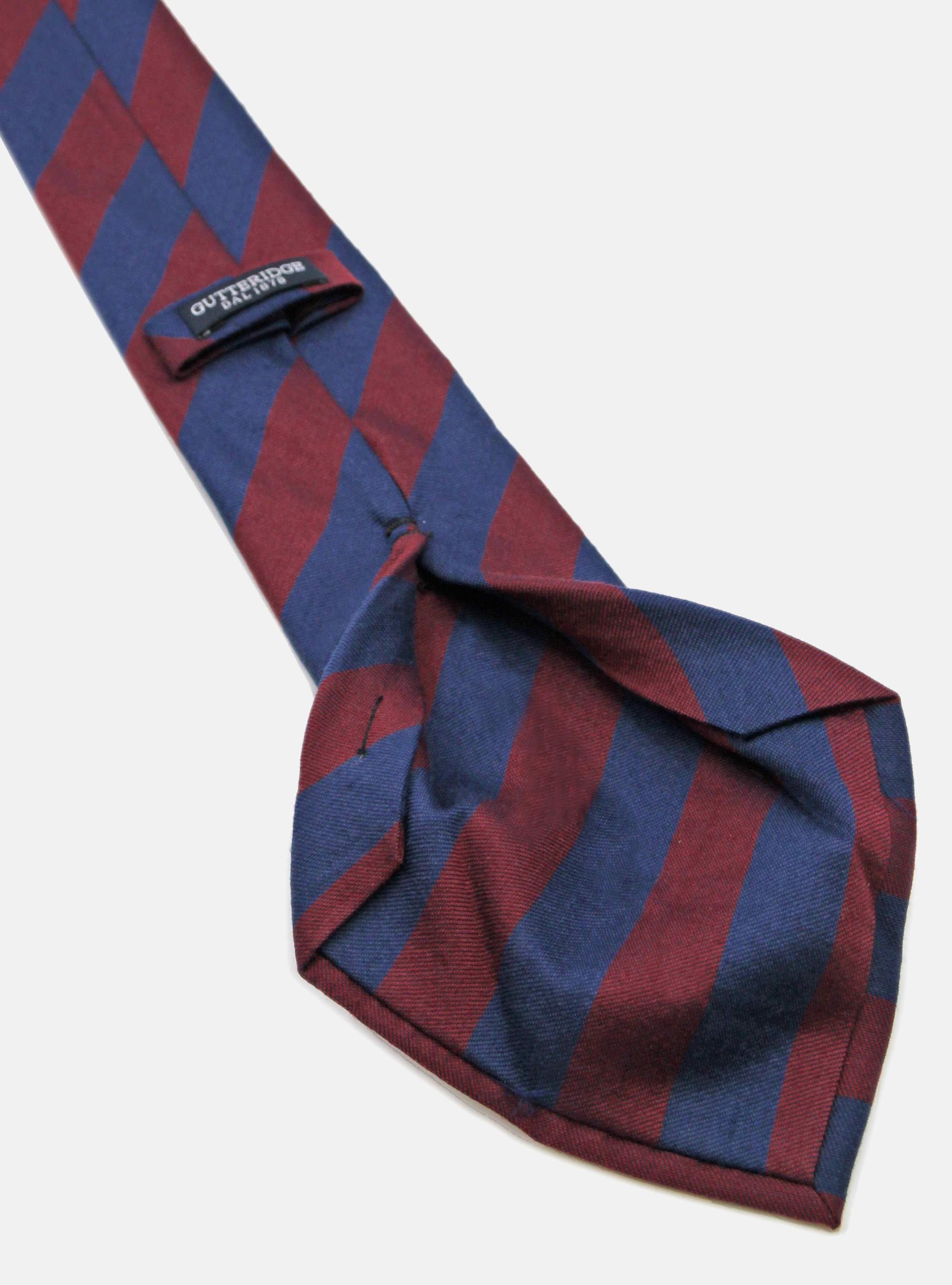 Silk and wool diagonal stripes tie 5 folds, BLUE