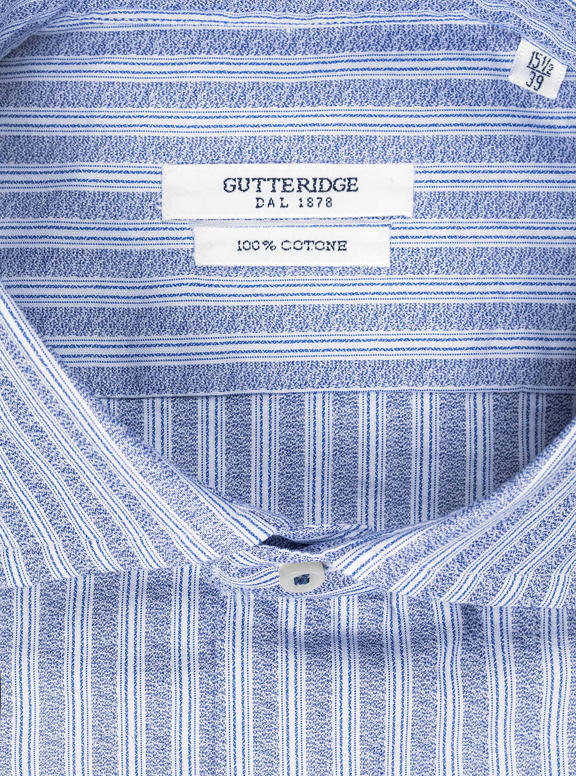 French collar shirt in 100% striped cotton, BLUE