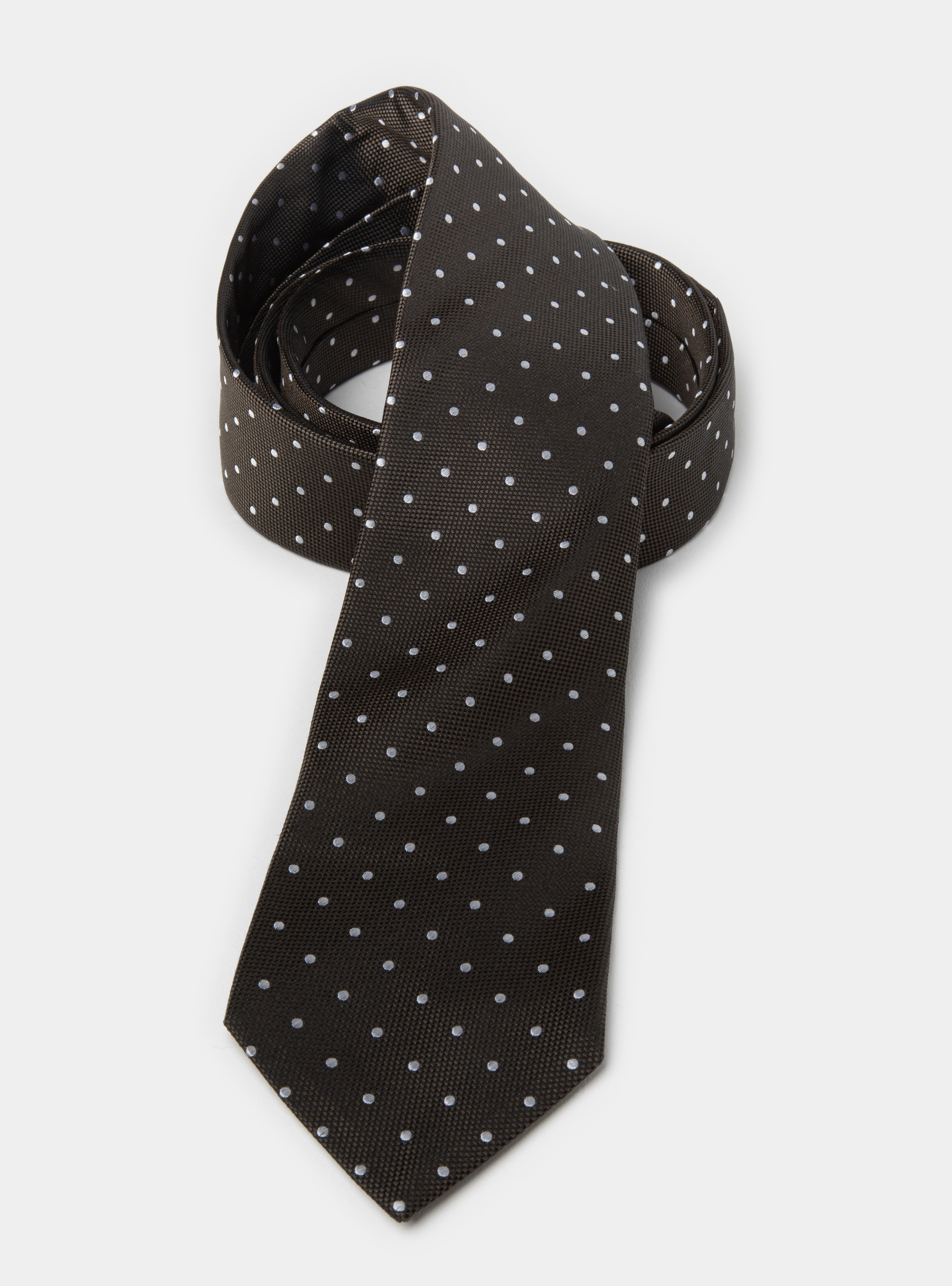 Silk polka dot tie, BROWN