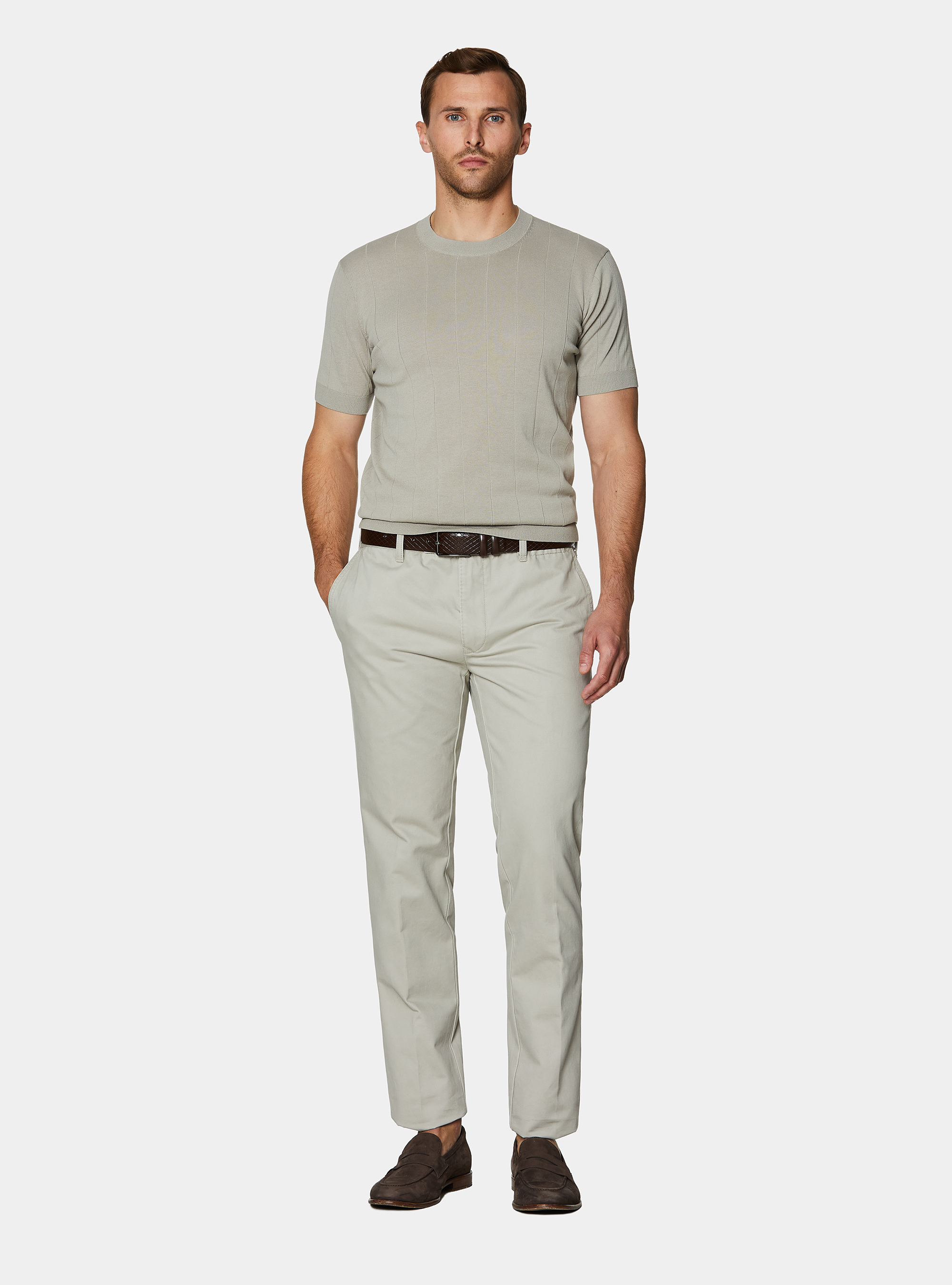 Maglia in puro cotone costa piatta, SABBIA