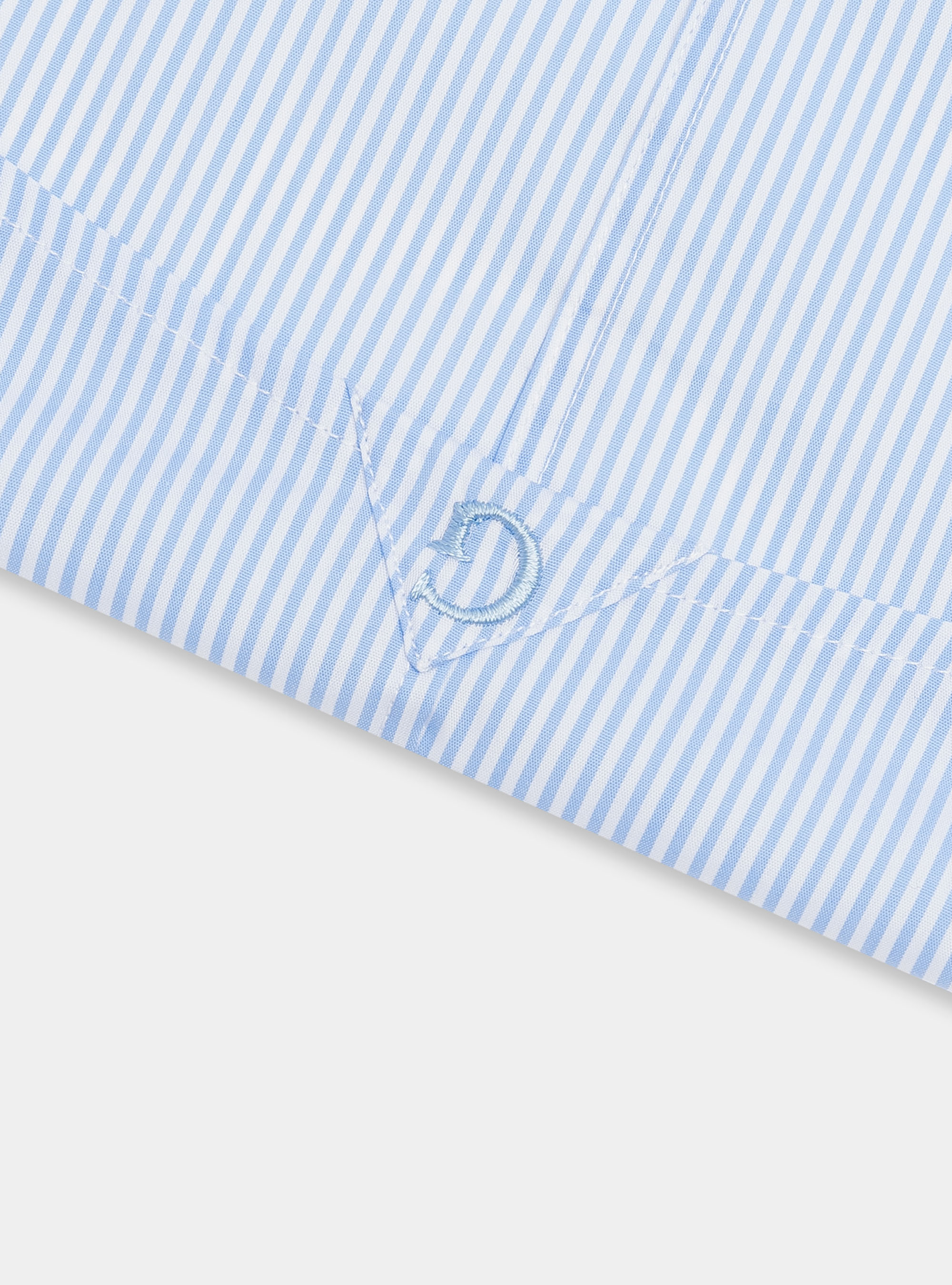 Camicia slim fit in popeline di cotone stretch rigato, AZZURRO