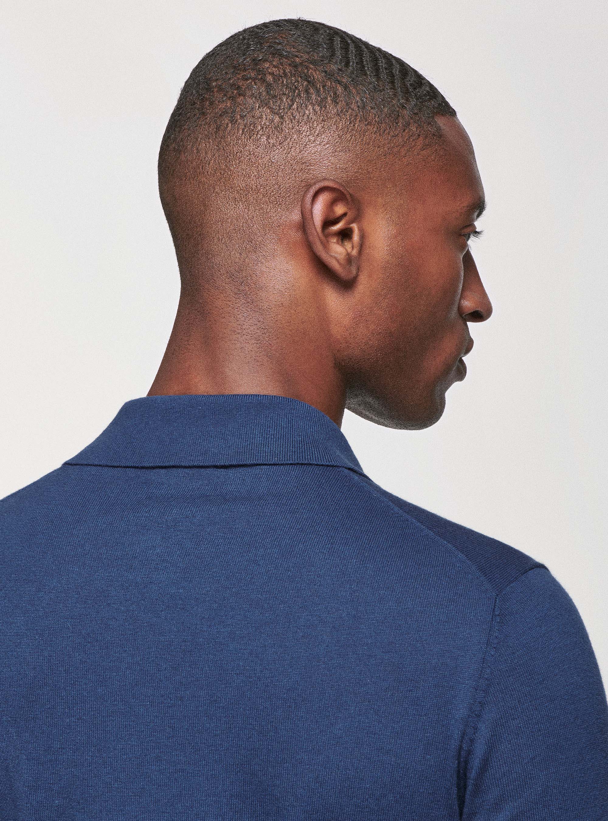 Cotton silk and cashmere polo shirt, INK