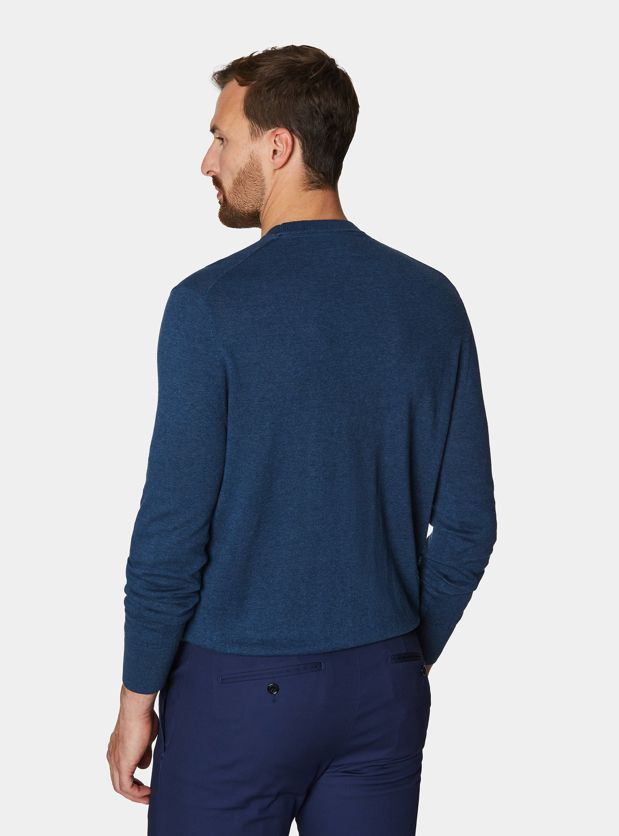 Maglia girocollo in cotone seta e cashmere, INK