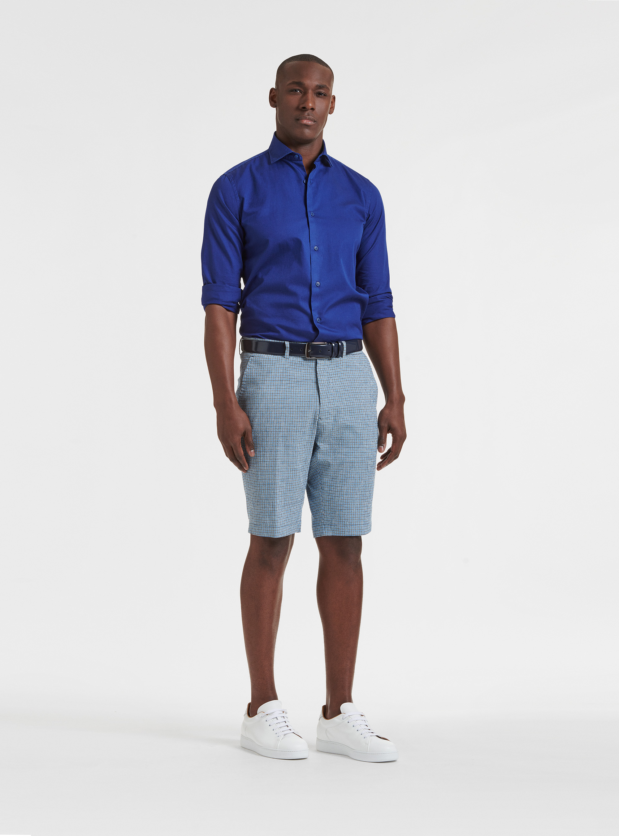 Camicia in cotone tinto in capo, BLU ROYAL