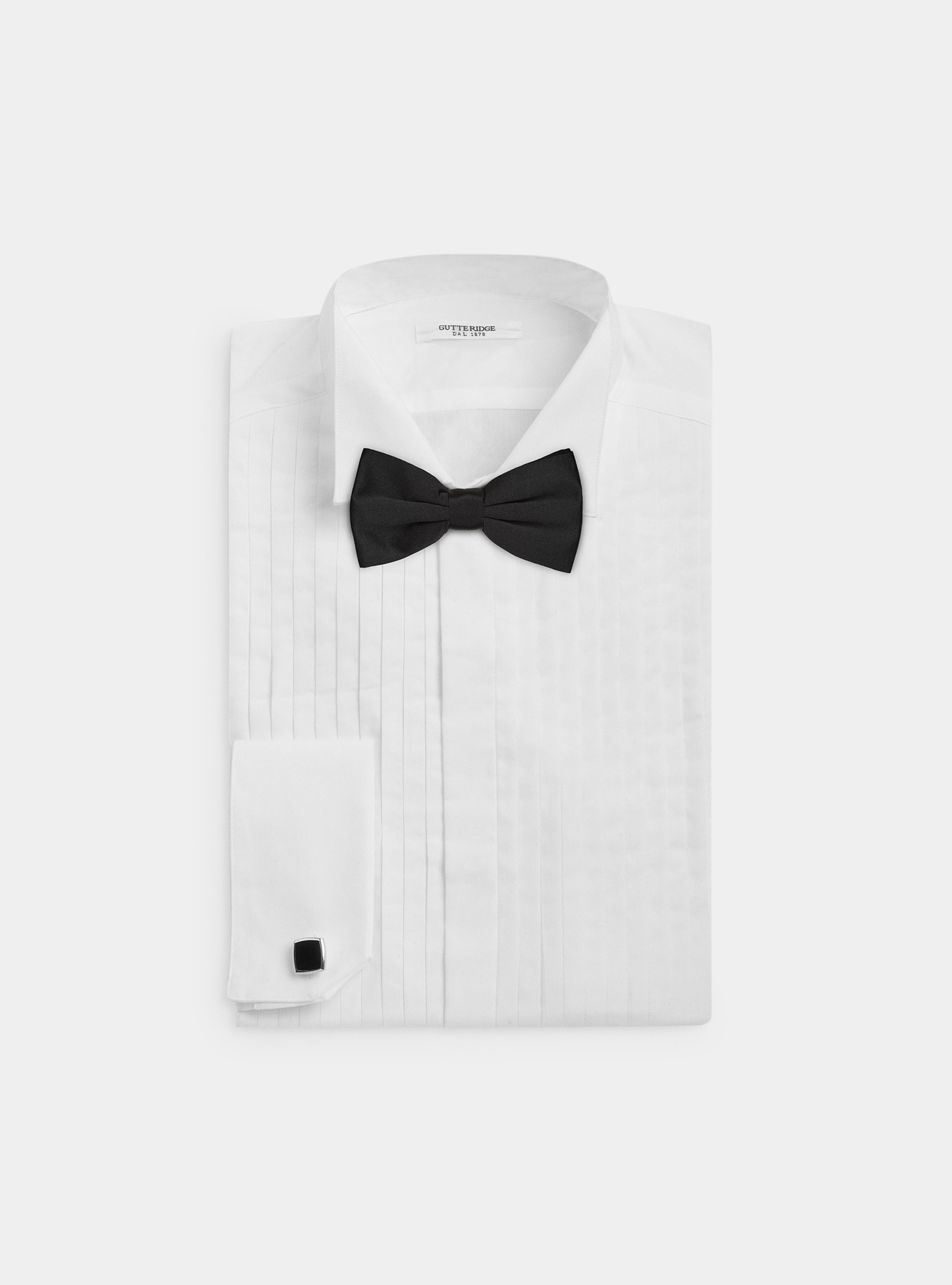 Camicia smoking collo diplomatico con polso gemello, BIANCO