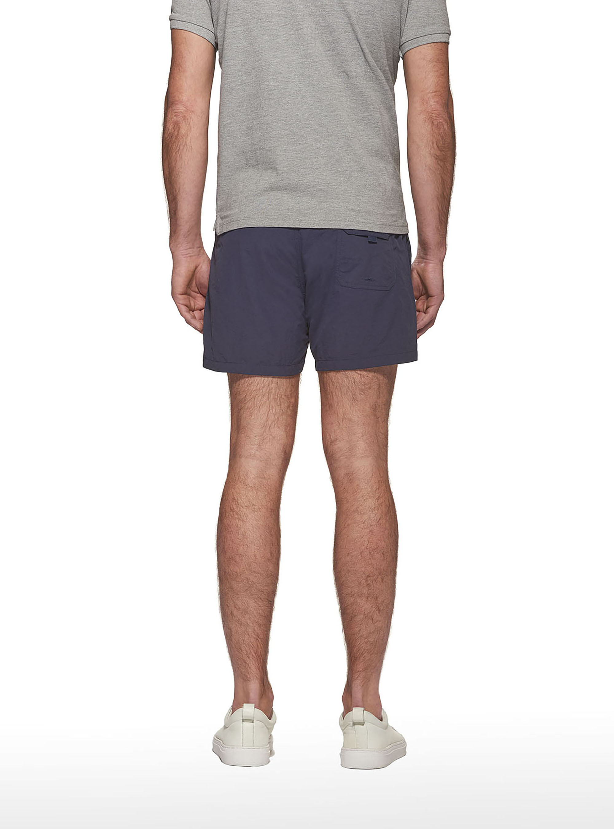 Basic plain colour swimsuit with embroidery, NAVY BLUE