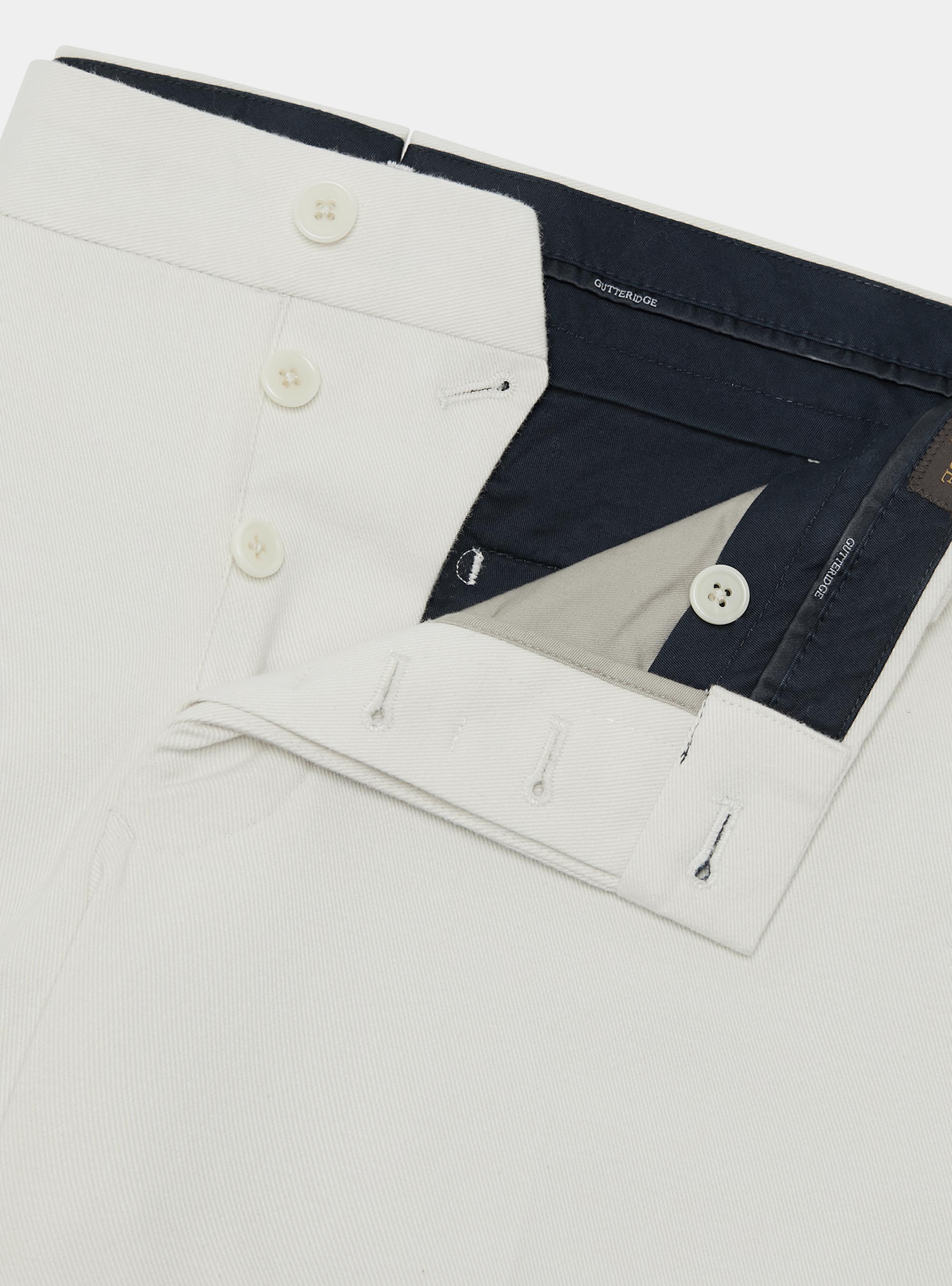 Pantaloni in twill di cotone e cashmere, PANNA