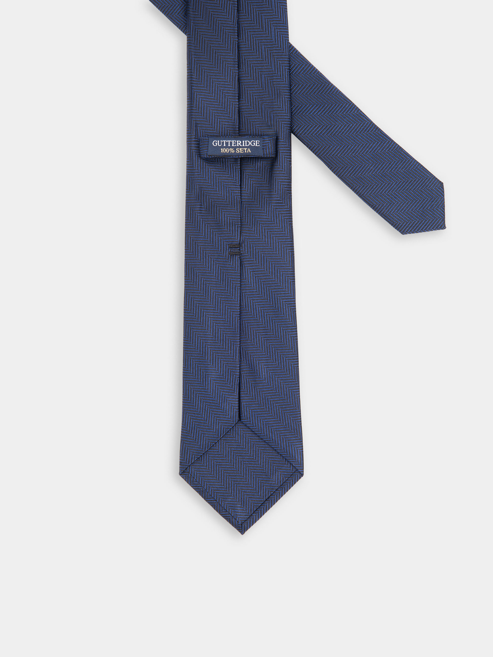 Cravatta in seta fantasia spigata, BLU NAVY